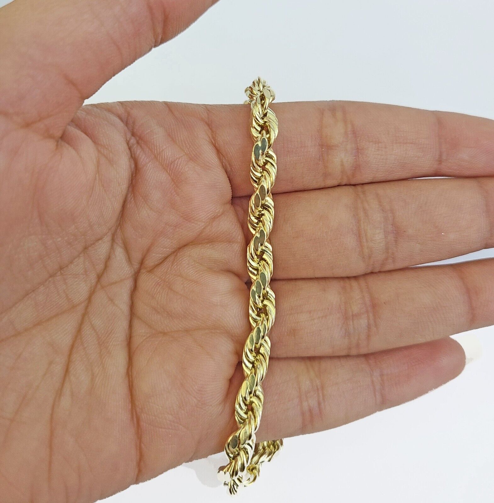 Real 10k Gold Nugget Cross Rope Necklace 6mm 24" Chain Charm SET 10kt - GoldenlinQ