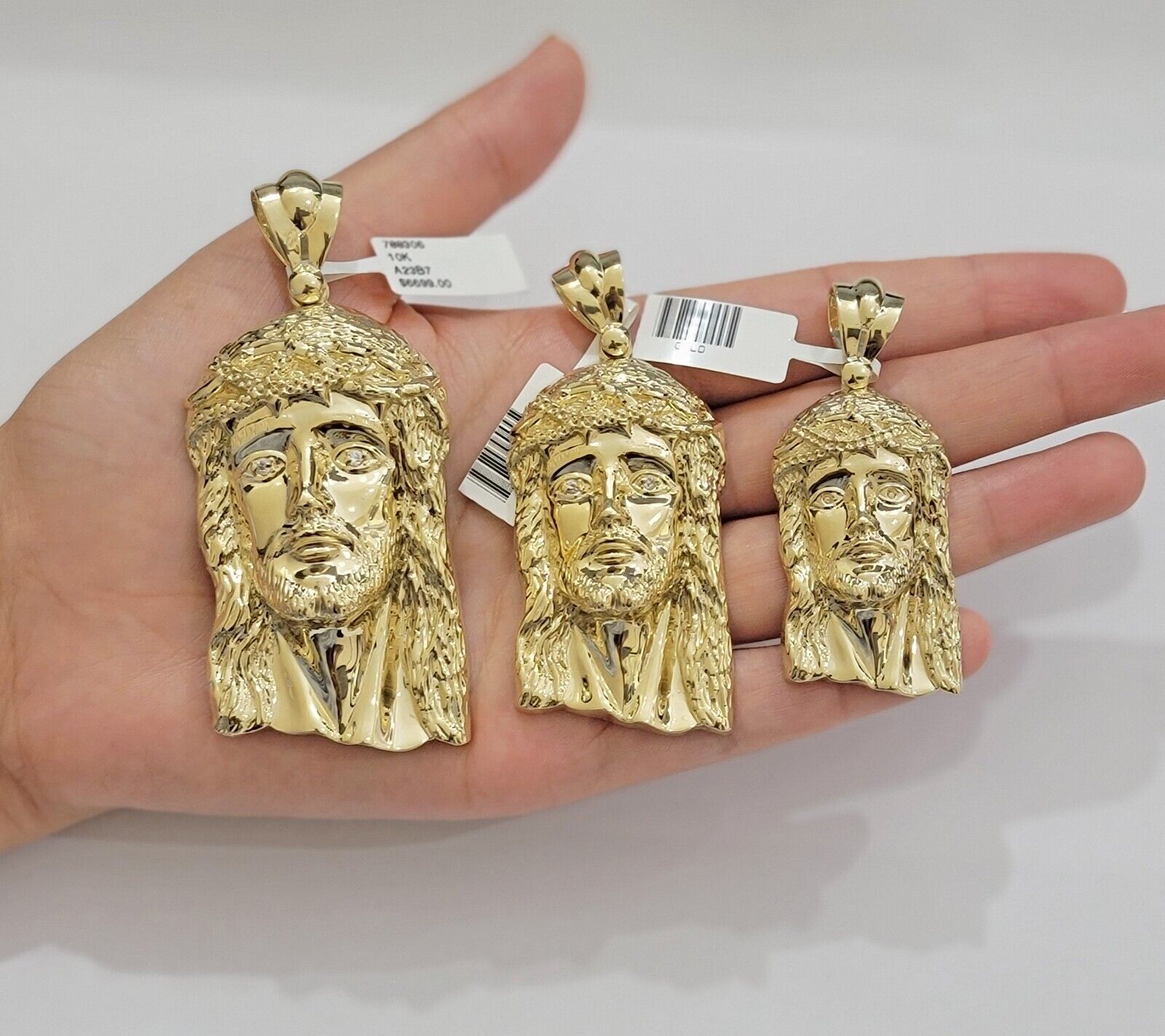 Real 10k Gold Pendant Jesus Head Charm 10kt Yellow Gold For Men's Different Size - GoldenlinQ