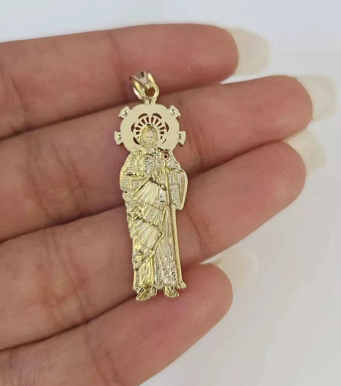 REAL 10k Gold Pendant & Solid Rope Chain Necklace 18" - 24 Inch Saint Jude Charm - GoldenlinQ