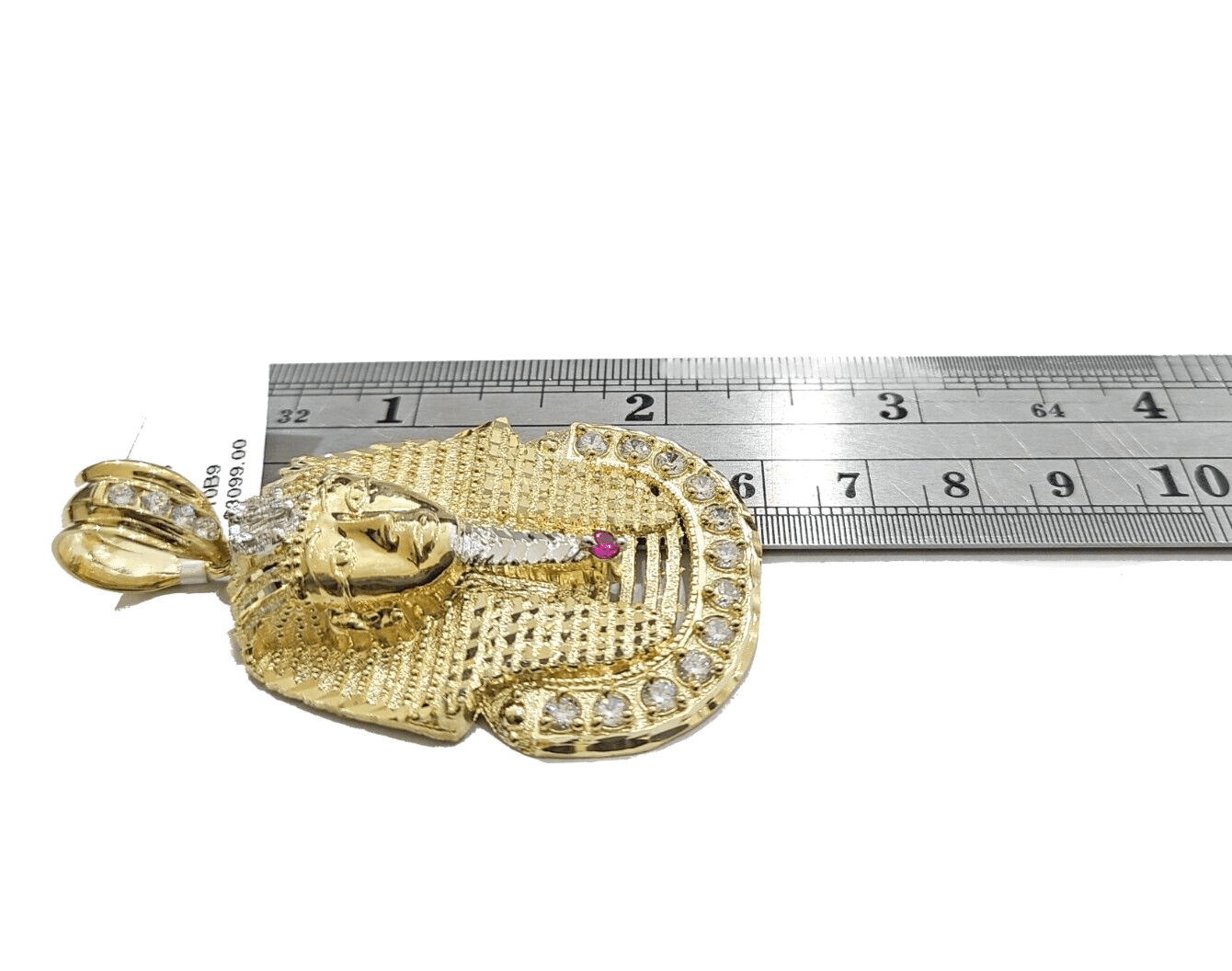 Real 10k Gold Pharaoh Head Charm Pendant 2" 10kt Yellow Gold for Chain - GoldenlinQ