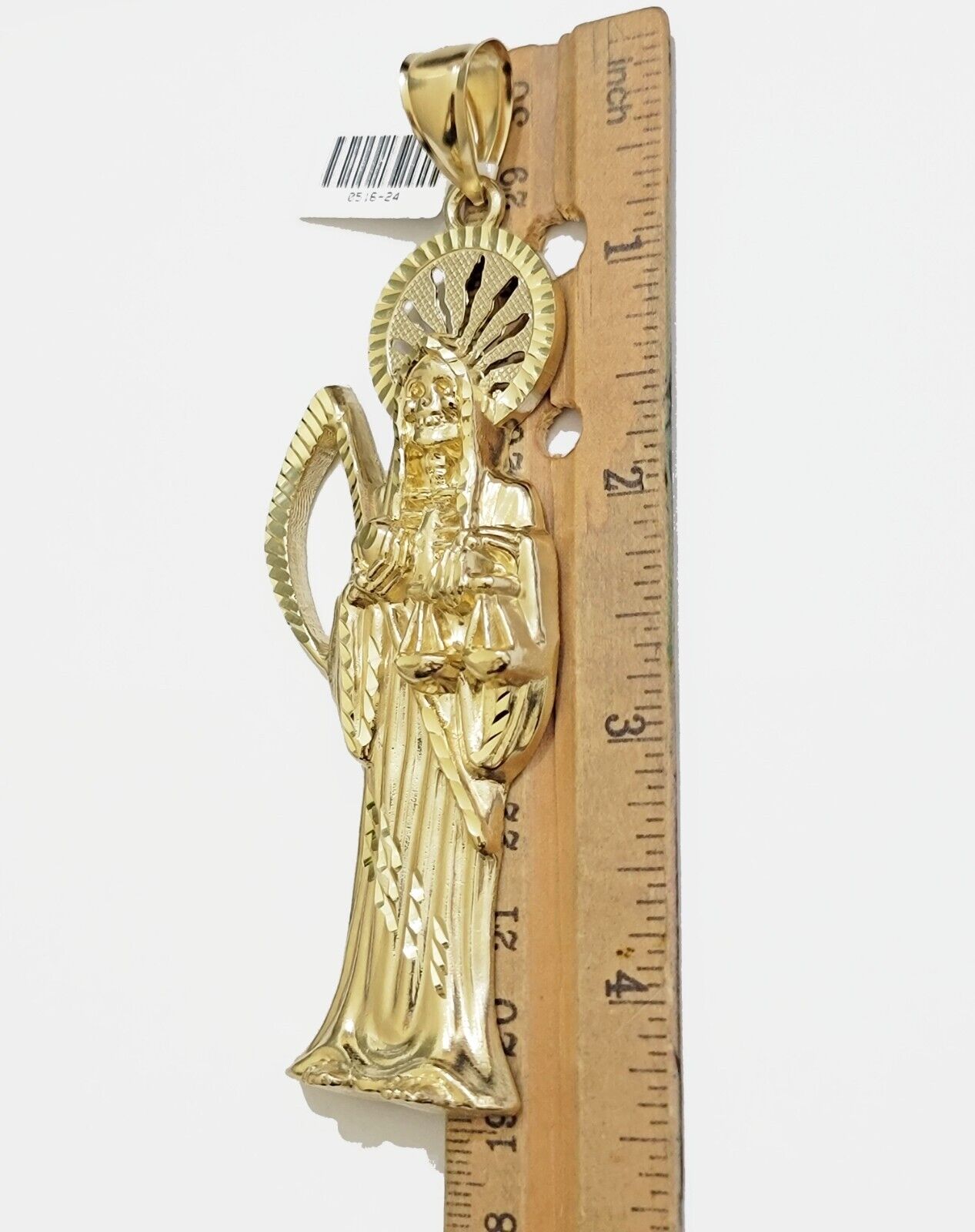 Real 10k Gold Ripper Charm Pendant Mens 4.2 Inch Real 10kt Yellow Gold For Chain - GoldenlinQ