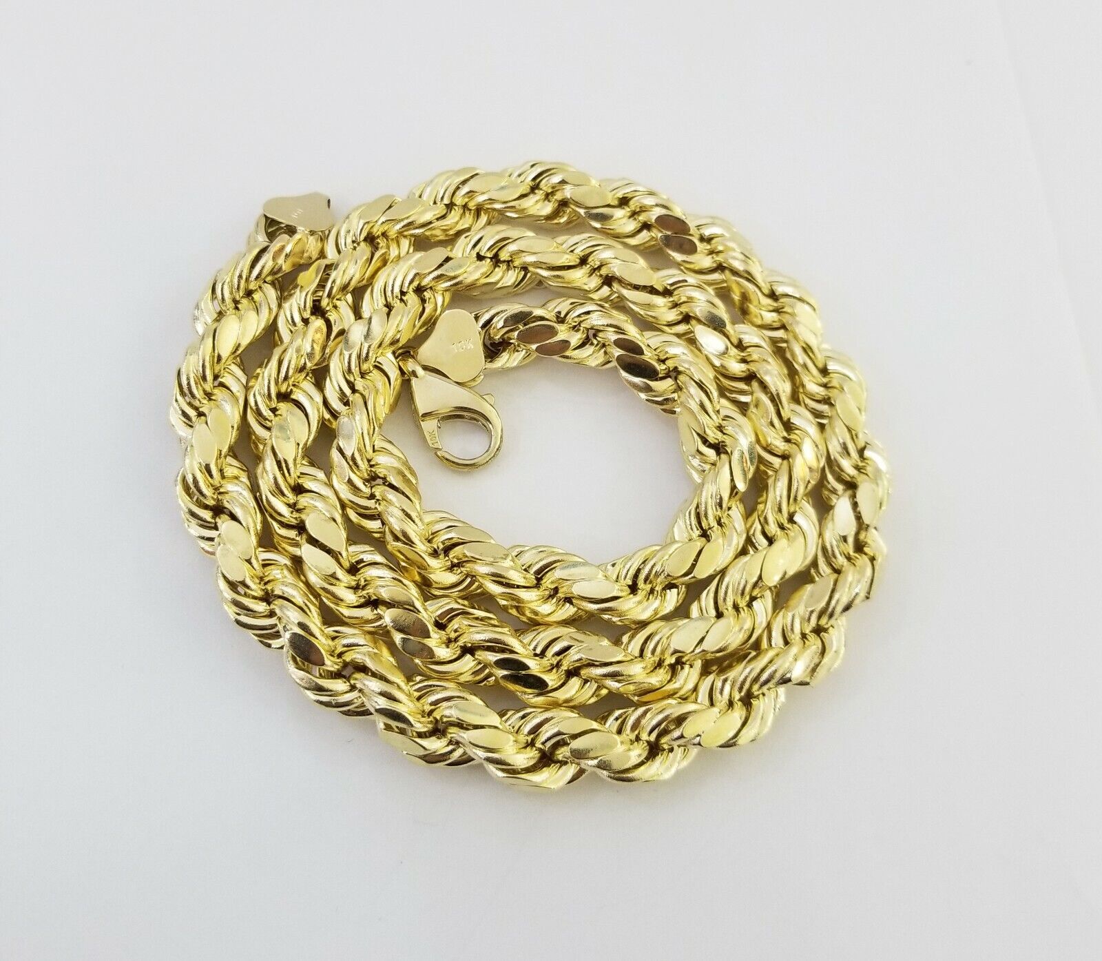 Real 10k Gold Rope Chain 26"Inch 10mm and nugget Cross Pendent 10kt yellow gold - GoldenlinQ