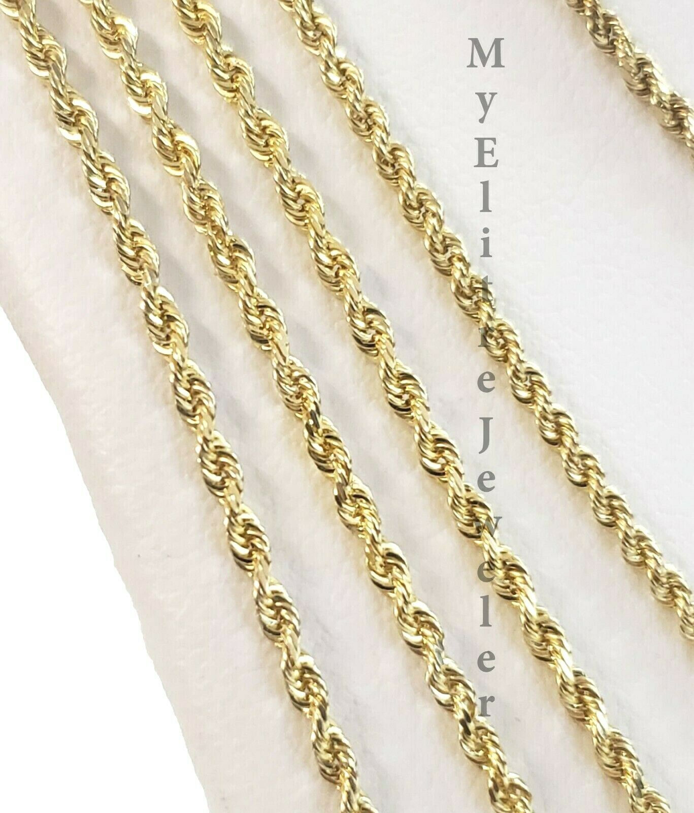 REAL 10K Gold Rope Chain 2mm Necklace 18 - 30 Inch Men's Ladies Kids For Pendant - GoldenlinQ