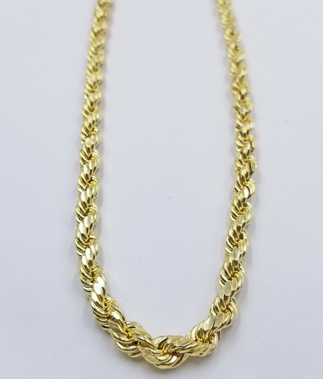 REAL 10K Gold Rope Chain 7mm 26 Inch Men Necklace Gold Diamond Cut - GoldenlinQ