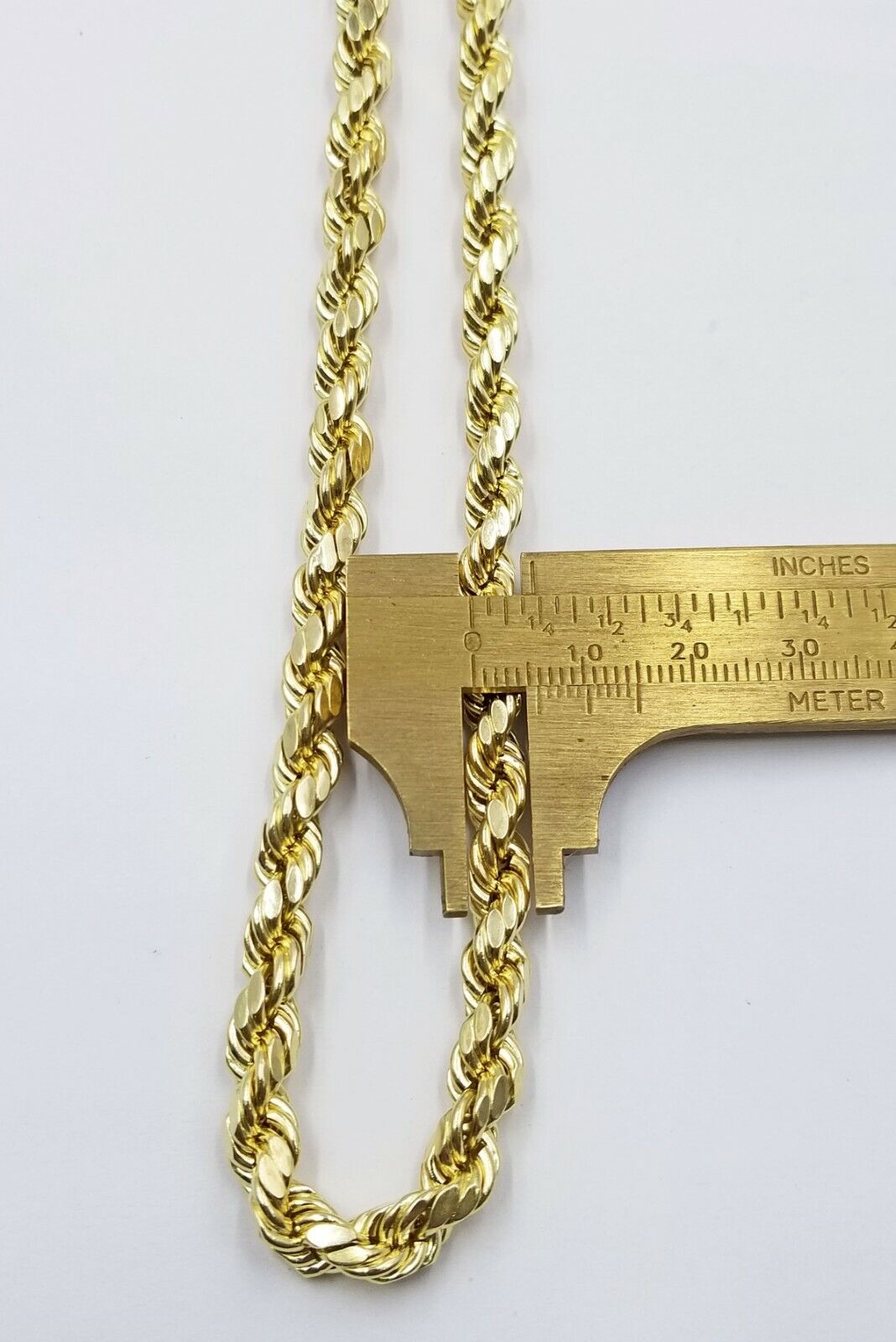 REAL 10K Gold Rope Chain 7mm 26 Inch Men Necklace Gold Diamond Cut - GoldenlinQ