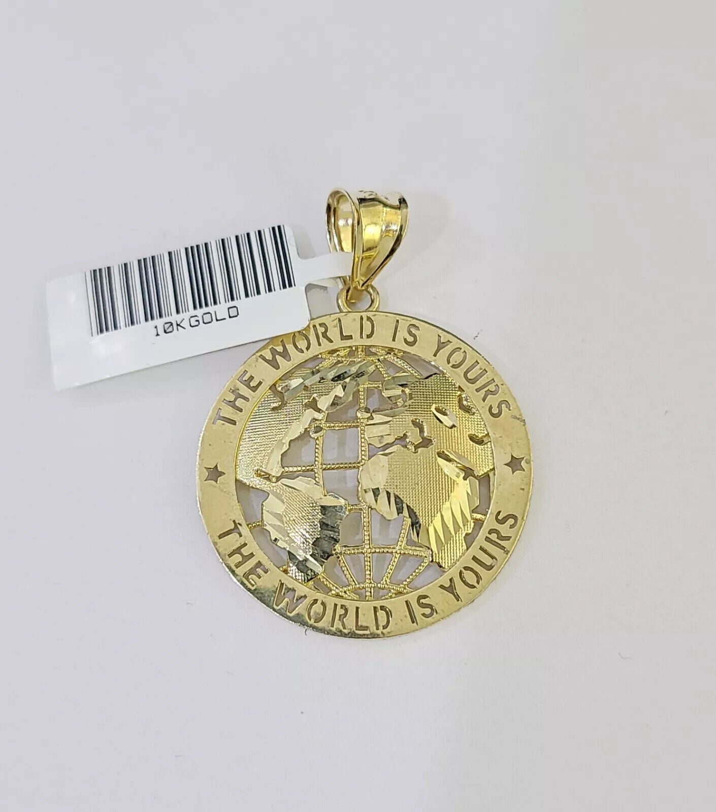 Real 10k Gold Rope Chain Charm World Map Pendant SET 4mm 18 - 28 inch Necklace - GoldenlinQ