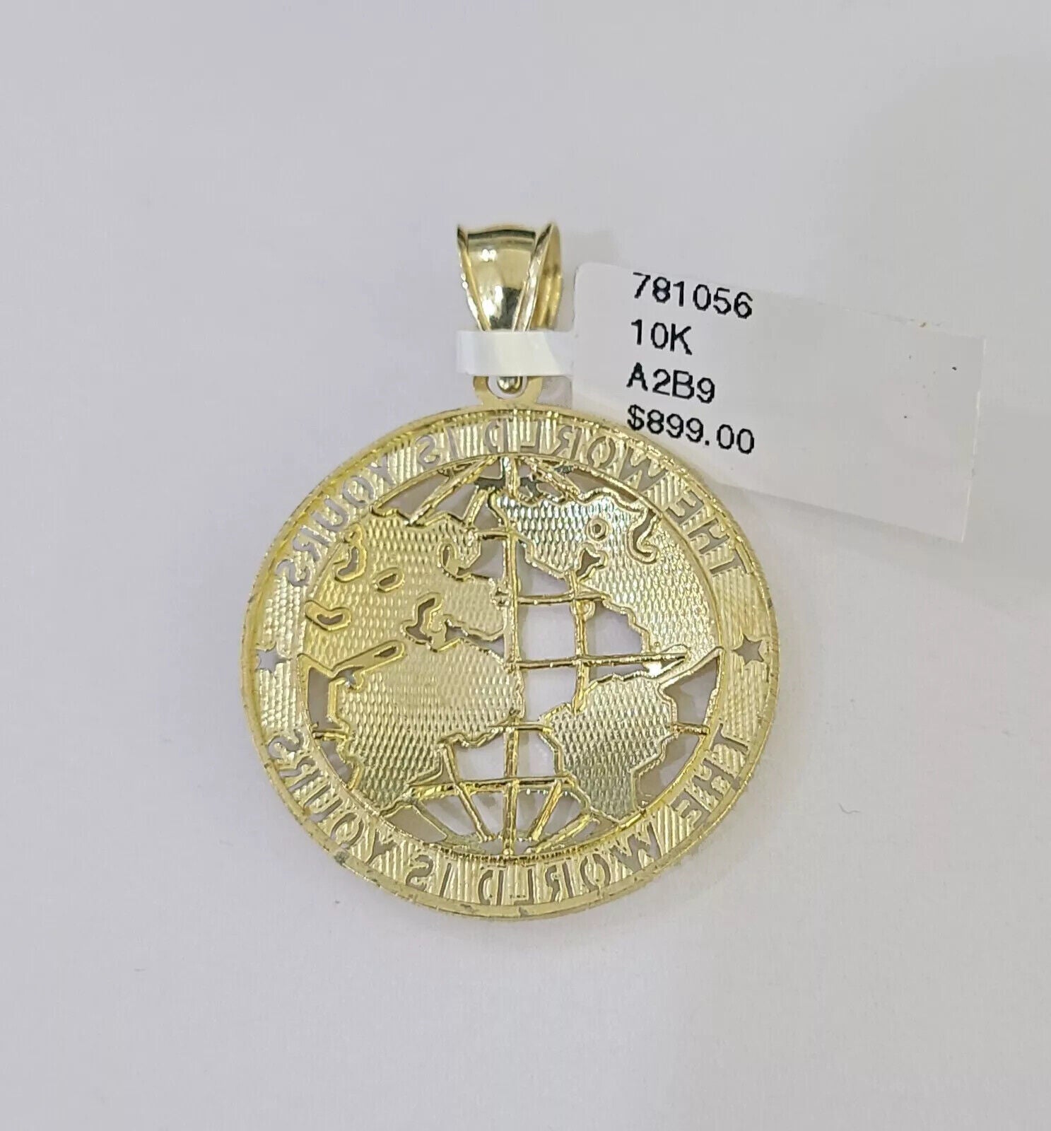 Real 10k Gold Rope Chain Charm World Map Pendant SET 4mm 18 - 28 inch Necklace - GoldenlinQ