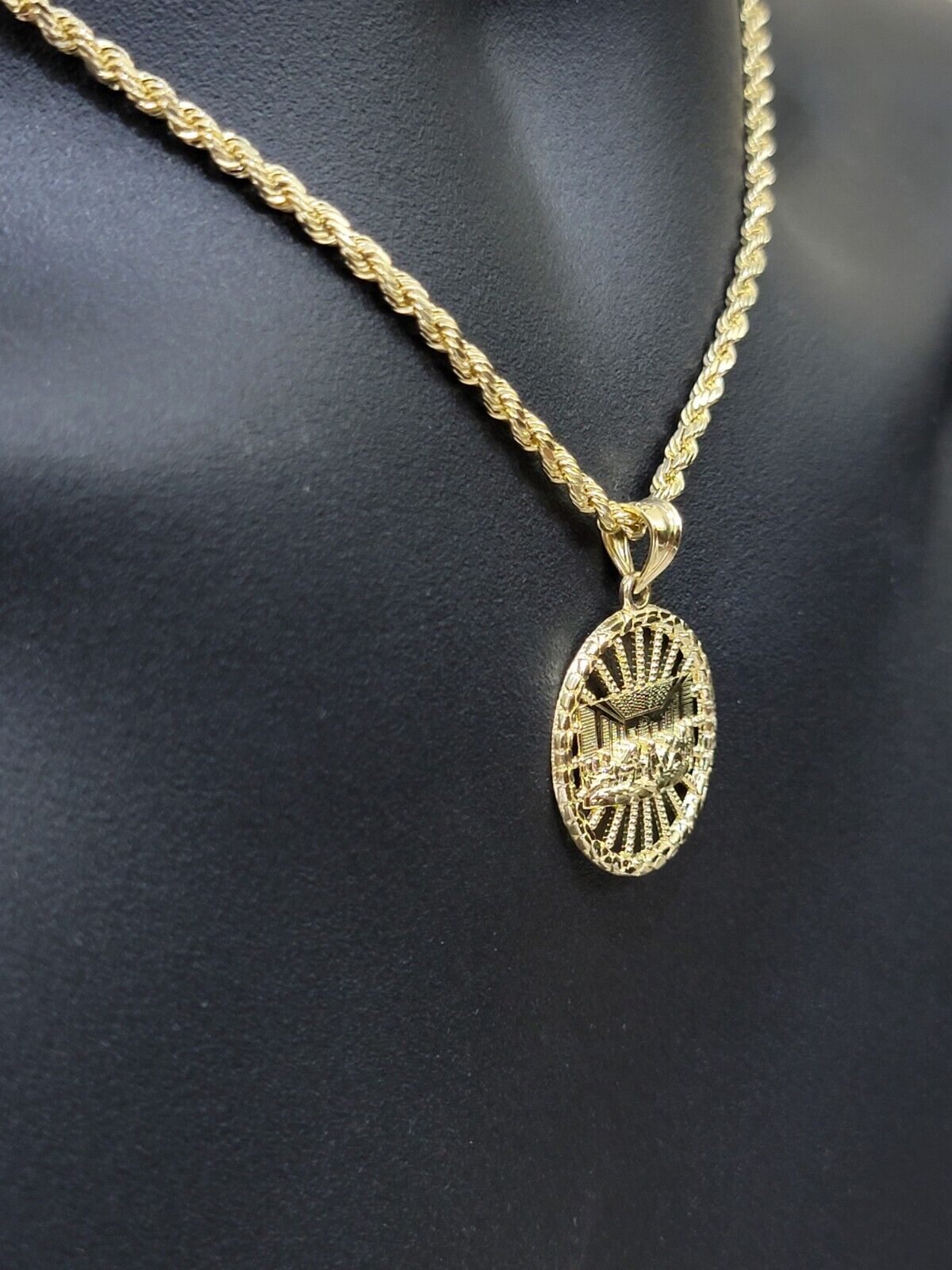 Real 10k Gold Rope Chain Last Supper Pendant Set, 24 Inch 3mm necklace & Charm - GoldenlinQ