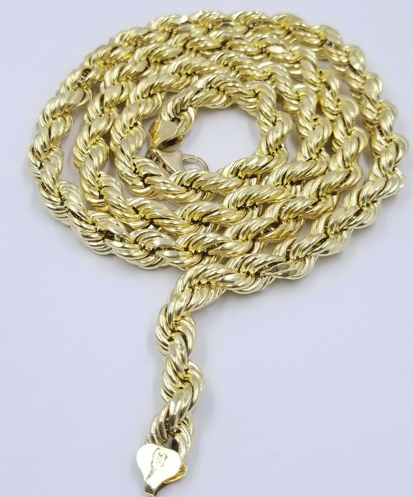REAL 10k Gold Rope Chain Mens Necklace 10mm 20" - 30" Inch Diamond Cut Yellow Gold - GoldenlinQ
