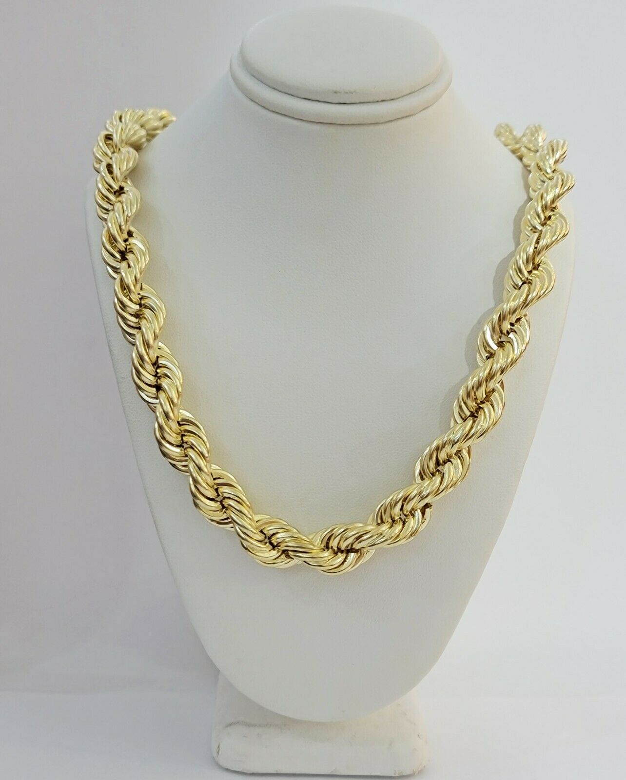REAL 10k Gold Rope Chain Mens Necklace 12mm 22" 24" 26" 28" 30" 10kt Yellow Gold - GoldenlinQ