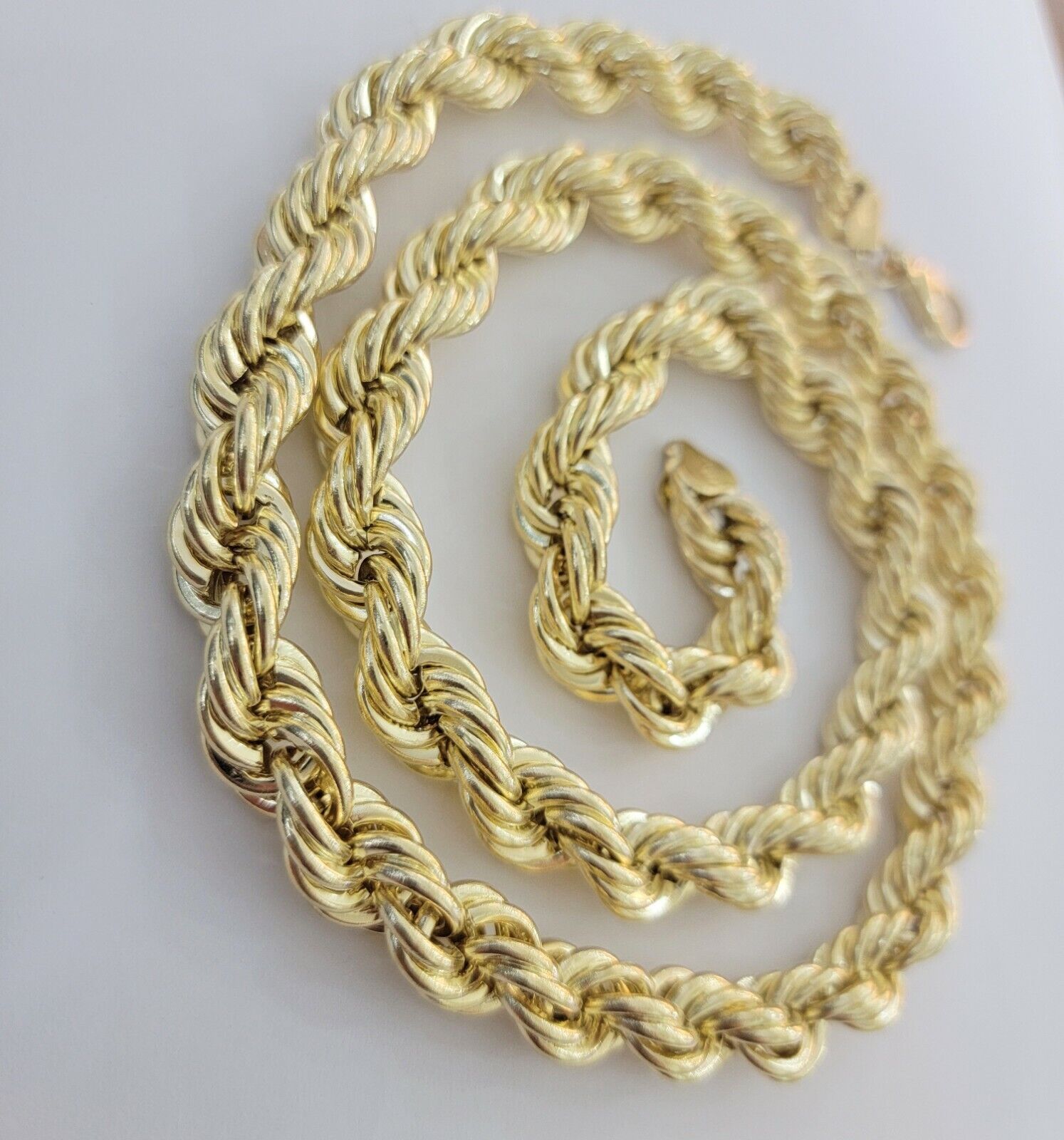REAL 10k Gold Rope Chain Mens Necklace 12mm 24 Inch 10kt Yellow Gold , Thick - GoldenlinQ
