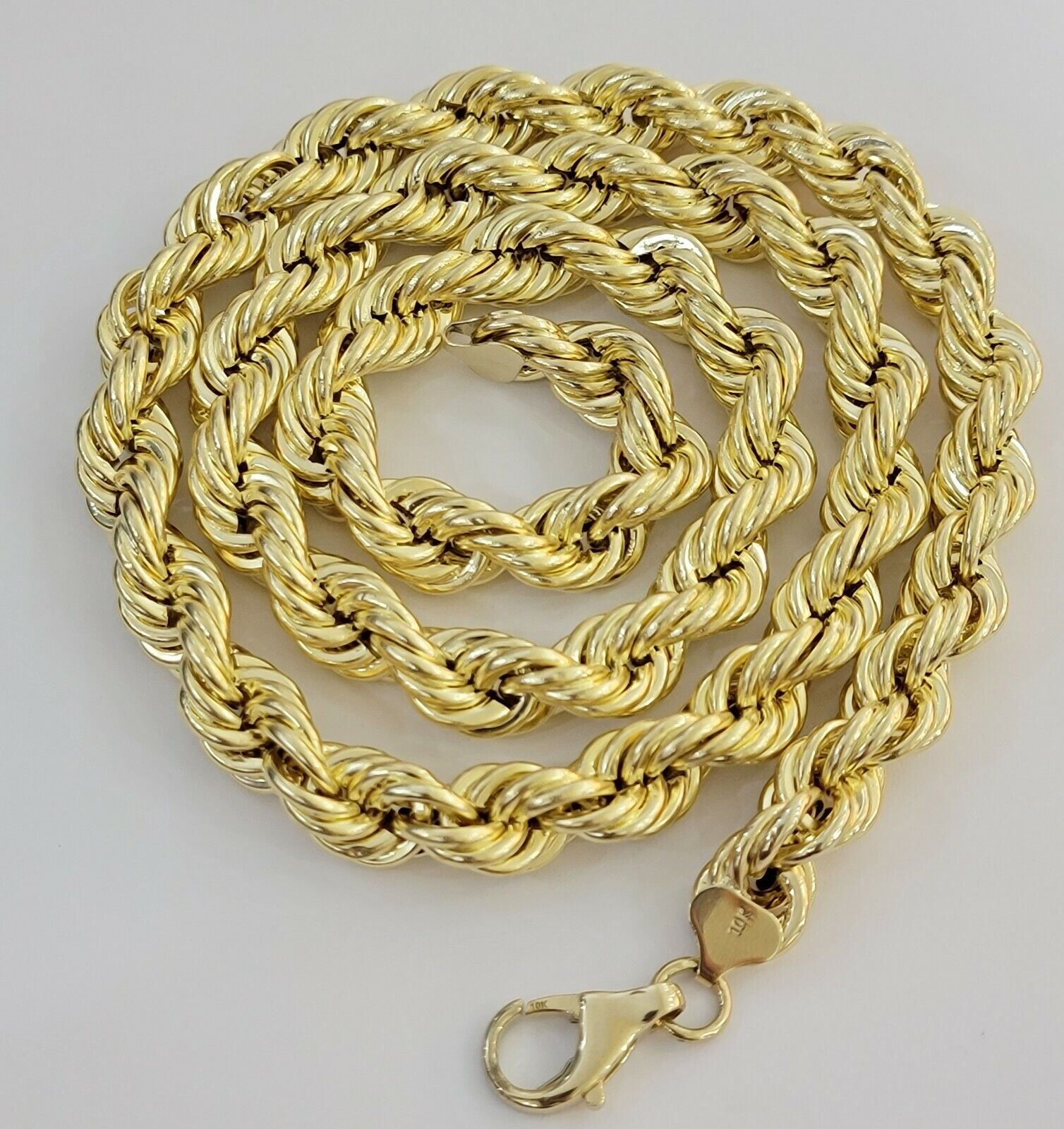 REAL 10k Gold Rope Chain Mens Necklace 12mm 24 Inch 10kt Yellow Gold , Thick - GoldenlinQ