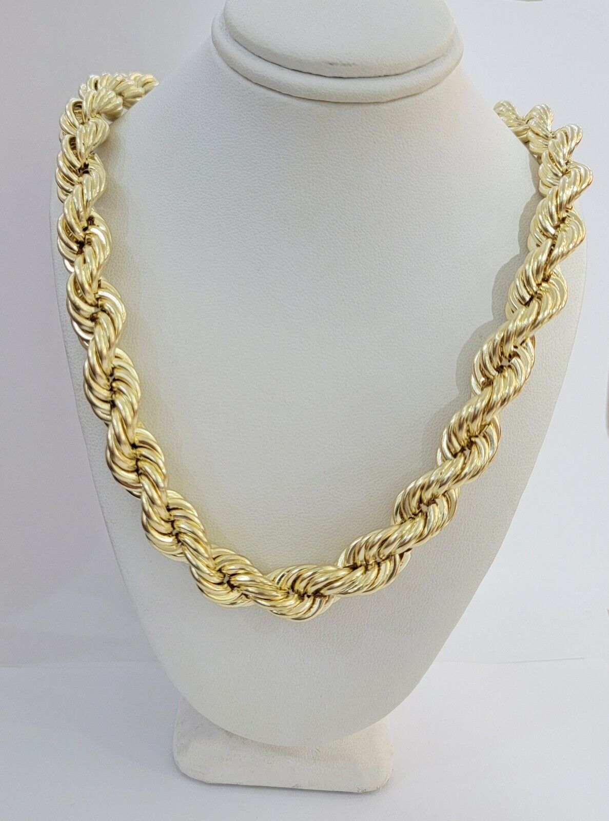 REAL 10k Gold Rope Chain Mens Necklace 12mm 24 Inch 10kt Yellow Gold , Thick - GoldenlinQ