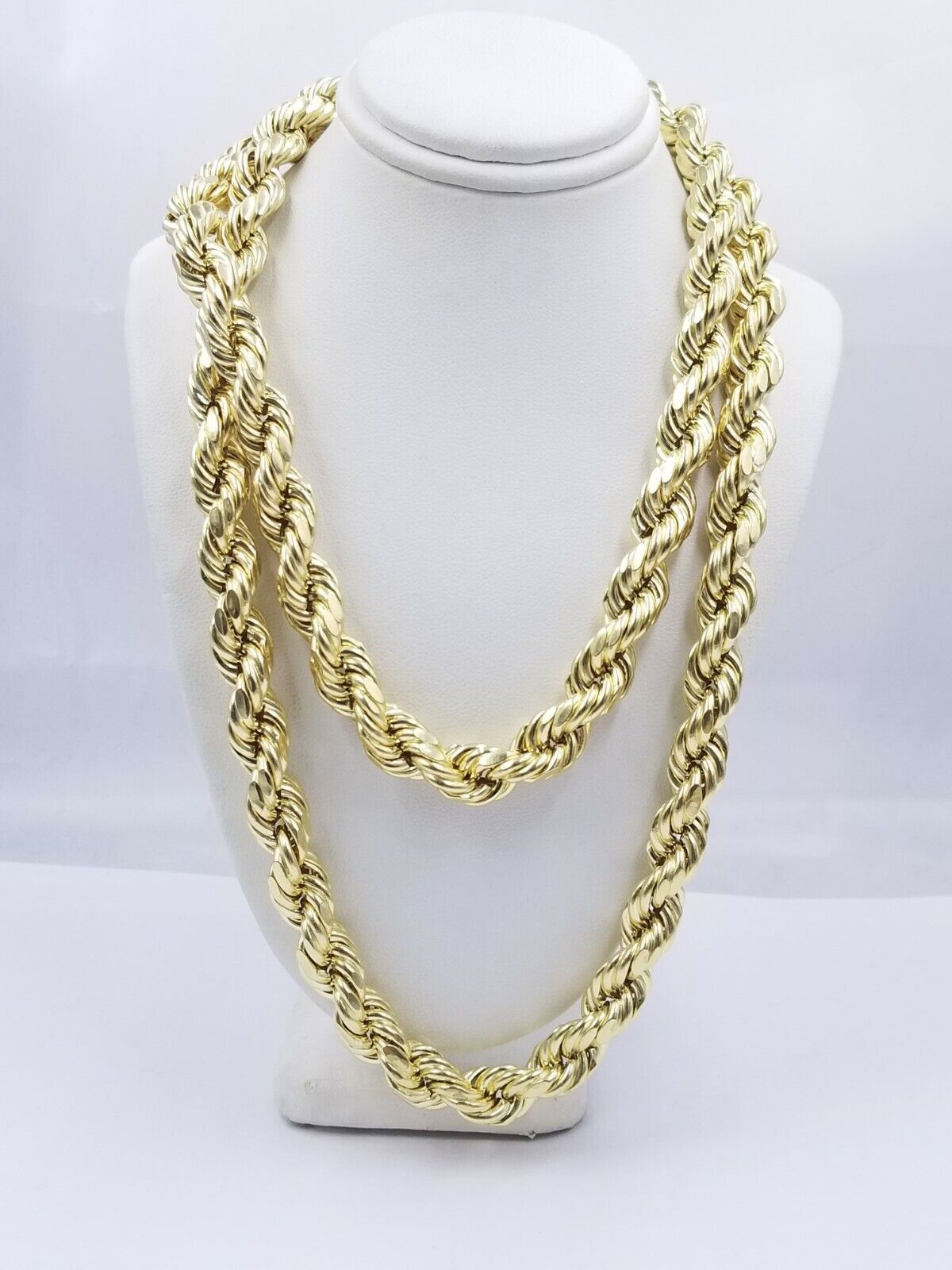 Real 10k Gold Rope Chain Necklace 9mm 28 Inch Diamond Cut 10kt Yellow Gold REAL - GoldenlinQ