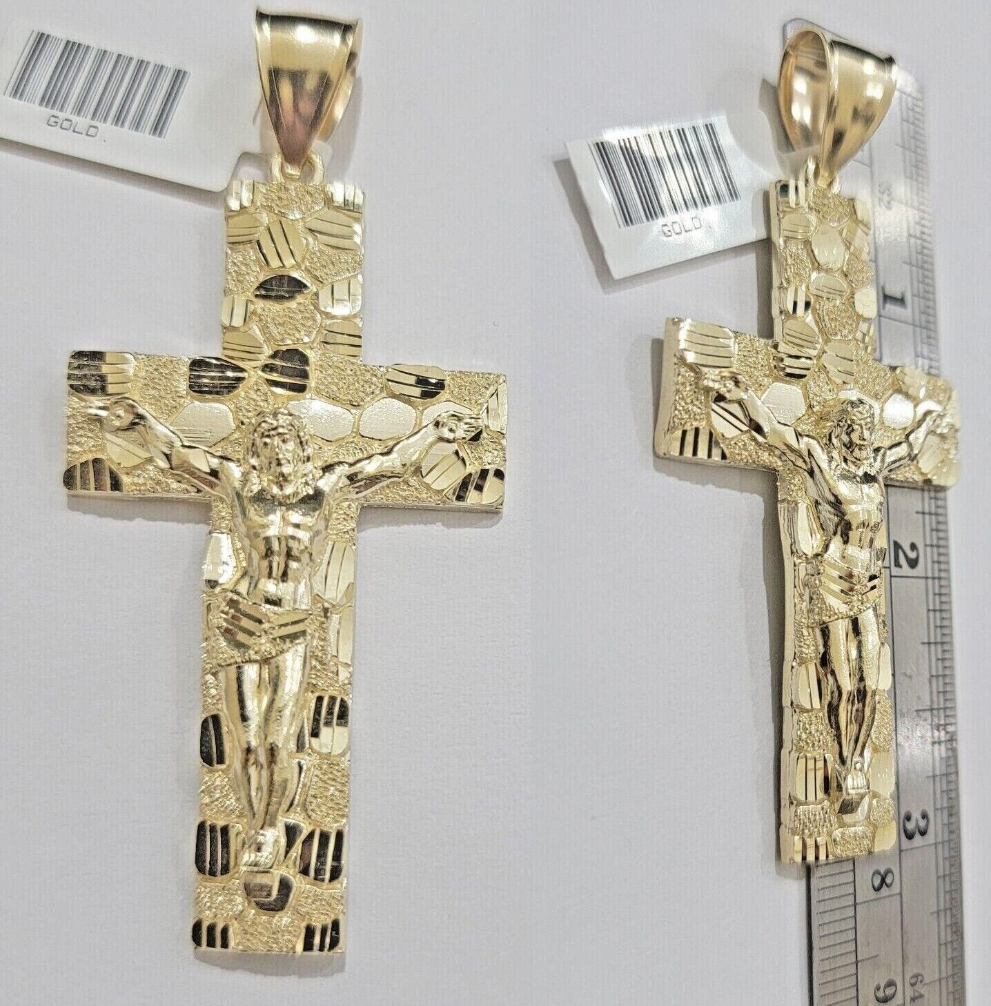 Real 10k Gold Rope Chain Necklace Jesus Cross Charm Pendant Set 20 - 28" inch 5mm - GoldenlinQ