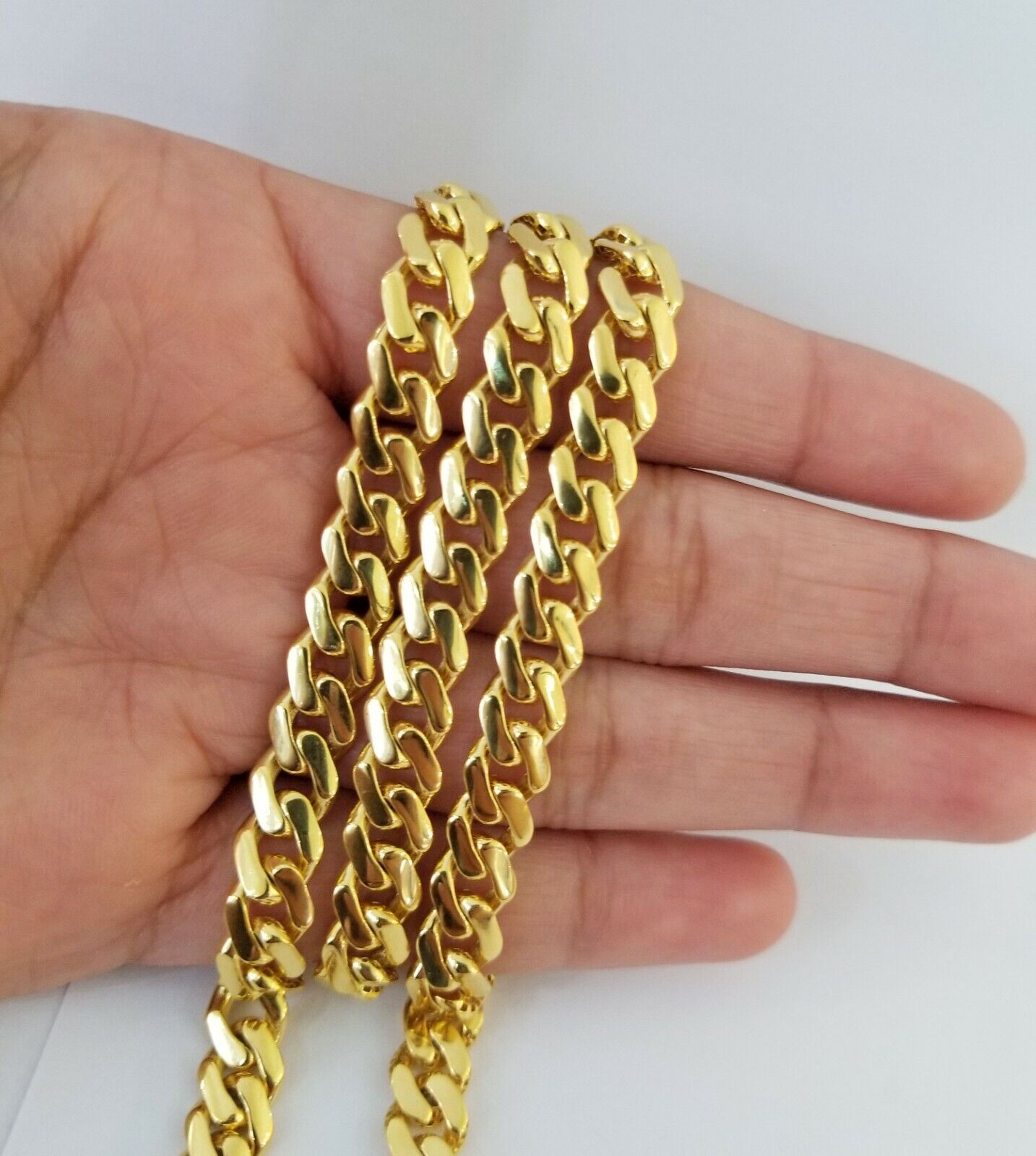 Real 10k Gold Royal Miami Cuban Monaco Link 8mm 22" yellow gold necklace - GoldenlinQ