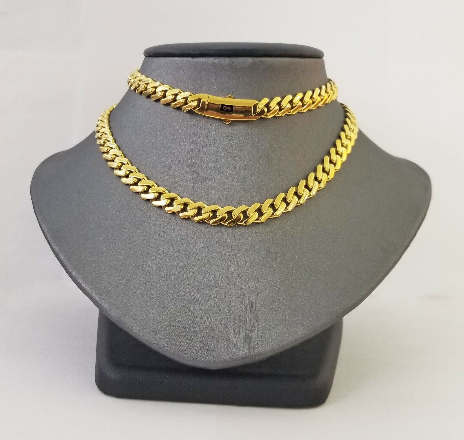 Real 10k Gold Royal Miami Cuban Monaco Link Chain 8mm 20" yellow gold necklace - GoldenlinQ