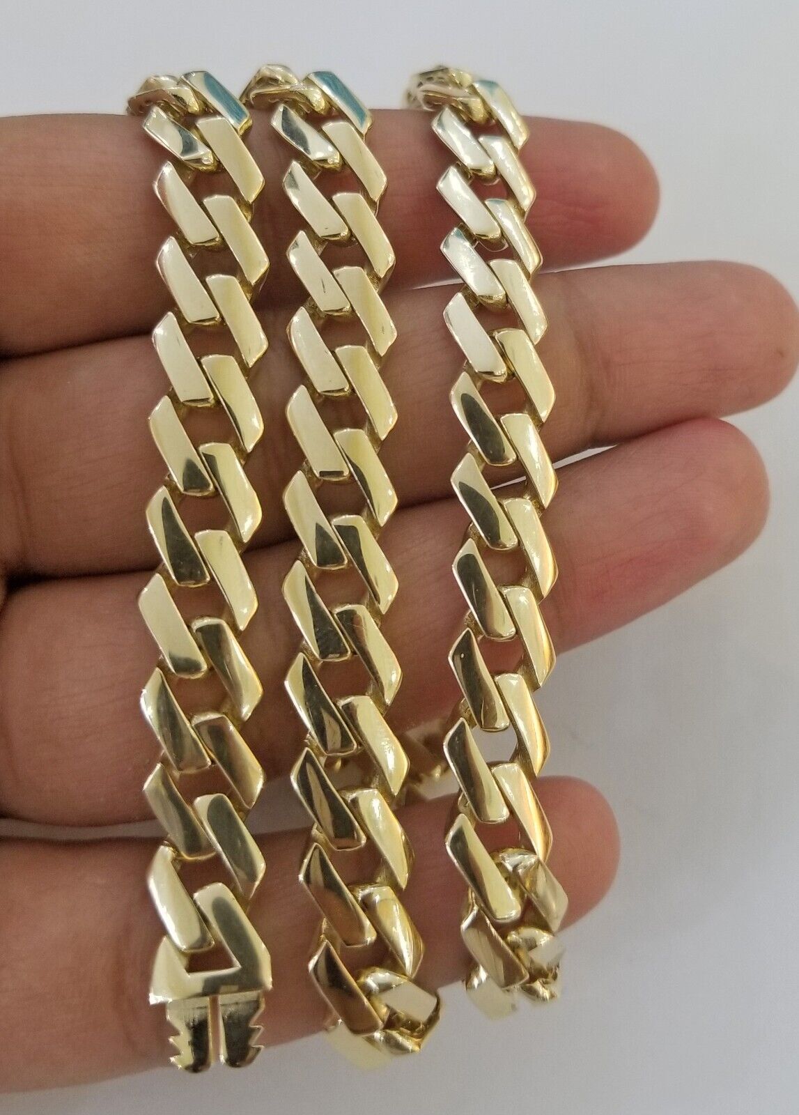 Real 10k Gold Royal Miami Cuban Monaco Link Chain 9mm 20" yellow gold necklace - GoldenlinQ