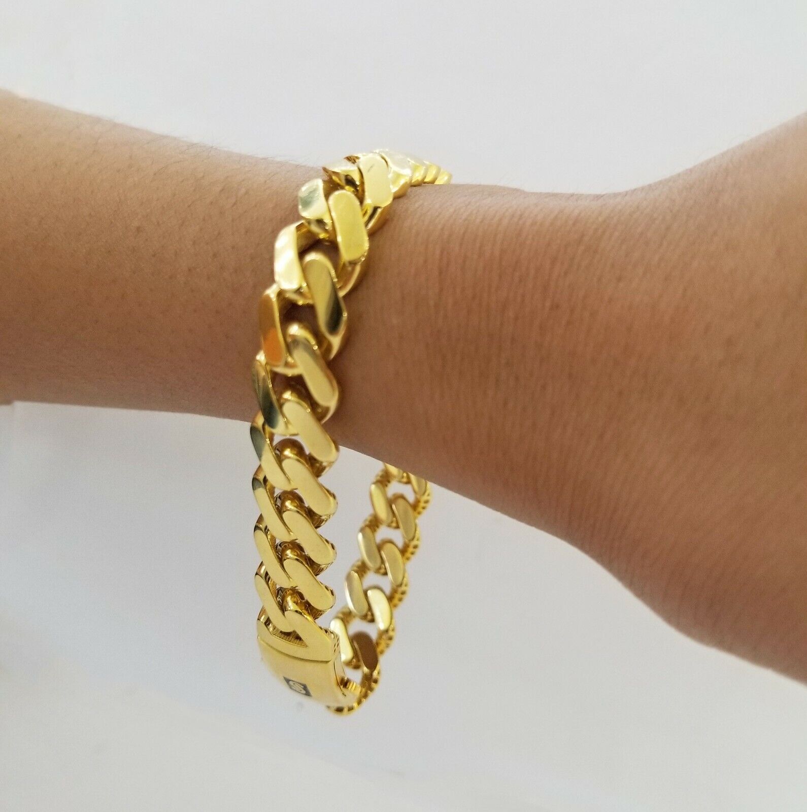 Real 10K Gold Royal Monaco Miami Cuban Link 9" Chain Bracelet w Box Clasp 11mm - GoldenlinQ
