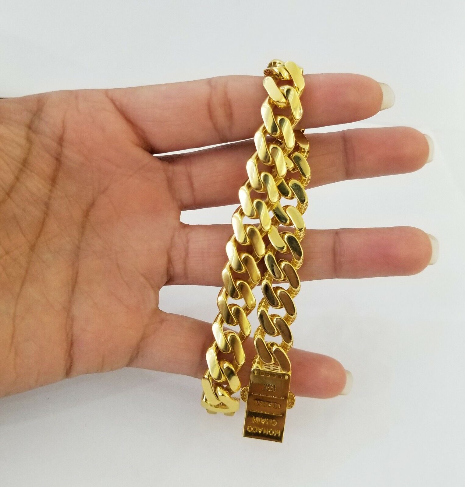 Real 10K Gold Royal Monaco Miami Cuban Link 9" Chain Bracelet w Box Clasp 11mm - GoldenlinQ