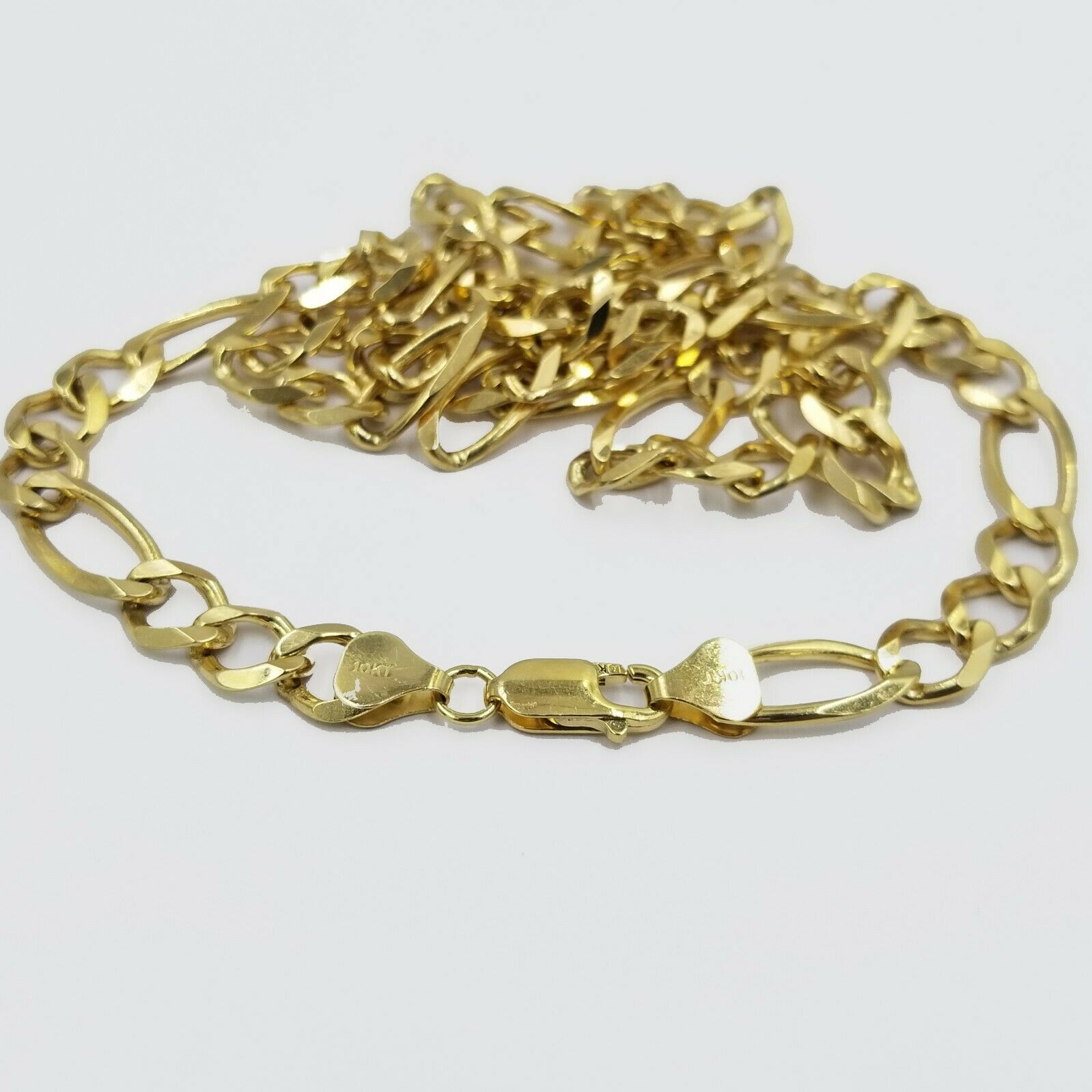 REAL 10k Gold SOLID Mens Necklace Figaro Link Chain 20" - 30" 10kt Yellow Gold 7mm - GoldenlinQ