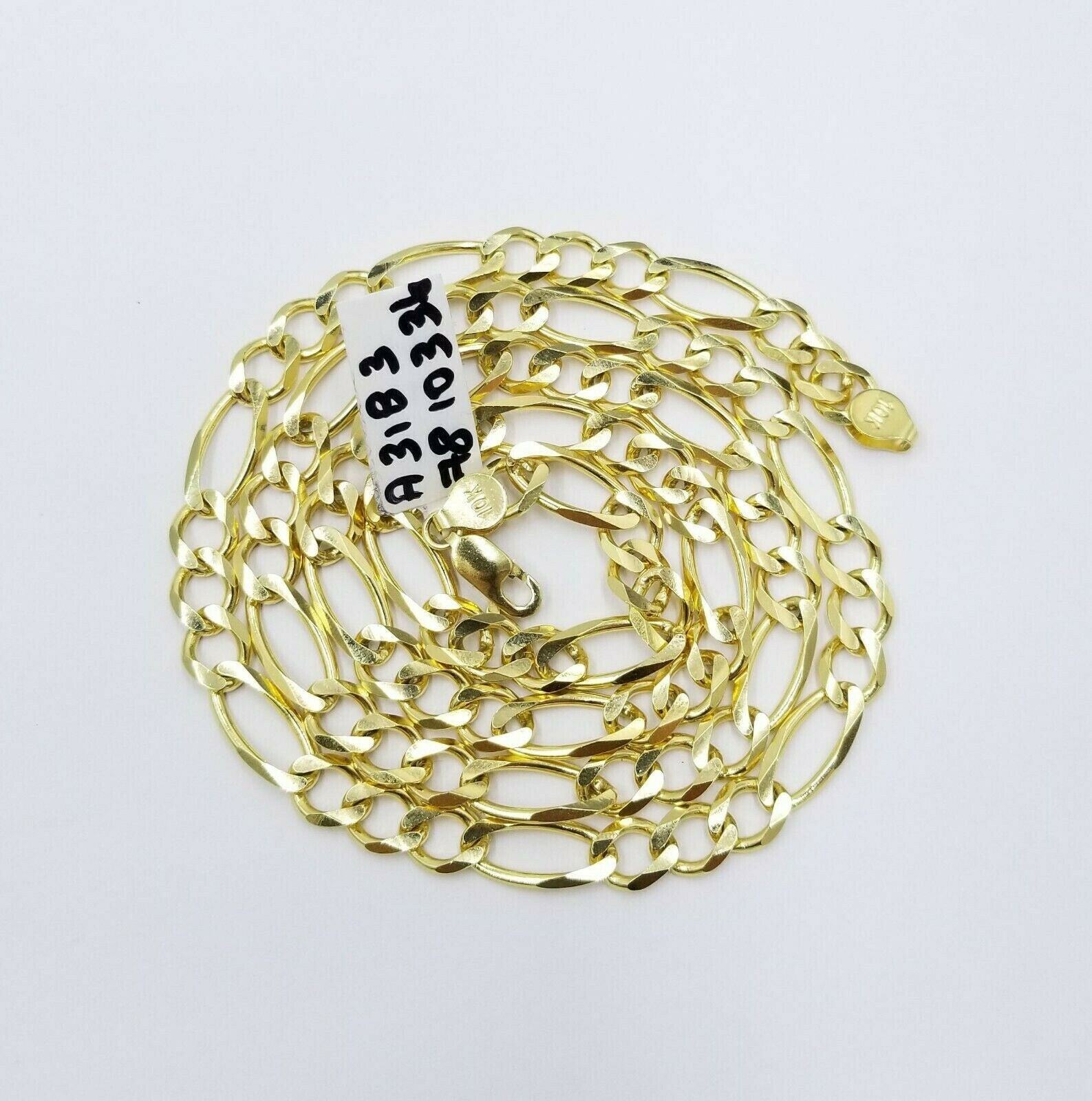 REAL 10k Gold SOLID Mens Necklace Figaro Link Chain 20" - 30" 10kt Yellow Gold 7mm - GoldenlinQ