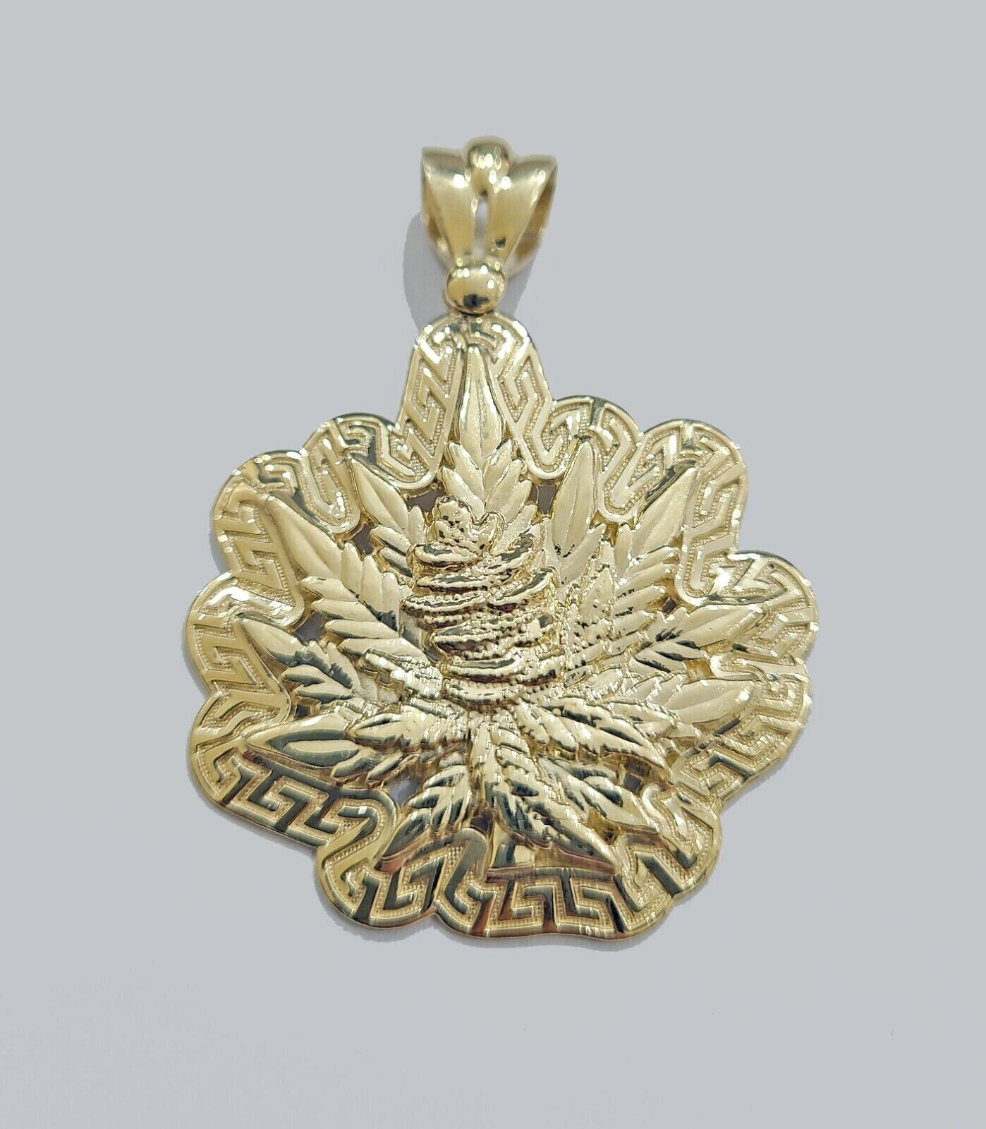 Real 10k Gold Weed leaf Charm Pendant 10kt Yellow Gold Unisex - GoldenlinQ