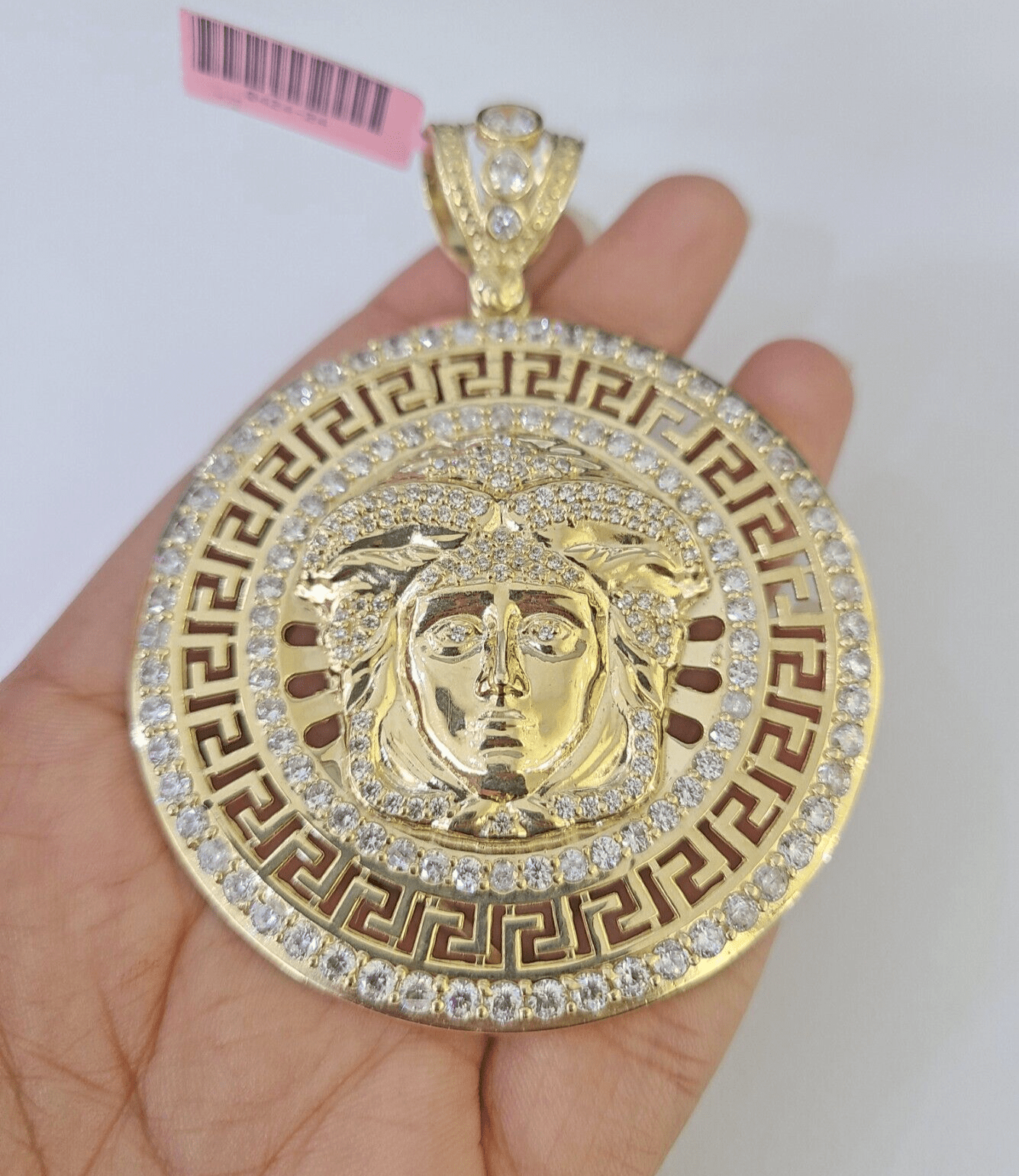 Real 10k Head Charm Pendant Yellow Gold 3" Inches Round Charm Circular 10kt - GoldenlinQ