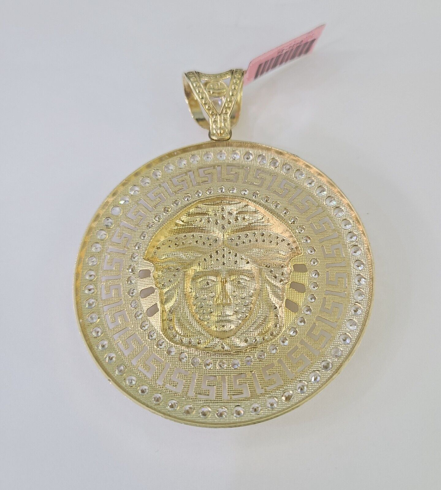 Real 10k Head Charm Pendant Yellow Gold 3" Inches Round Charm Circular 10kt - GoldenlinQ