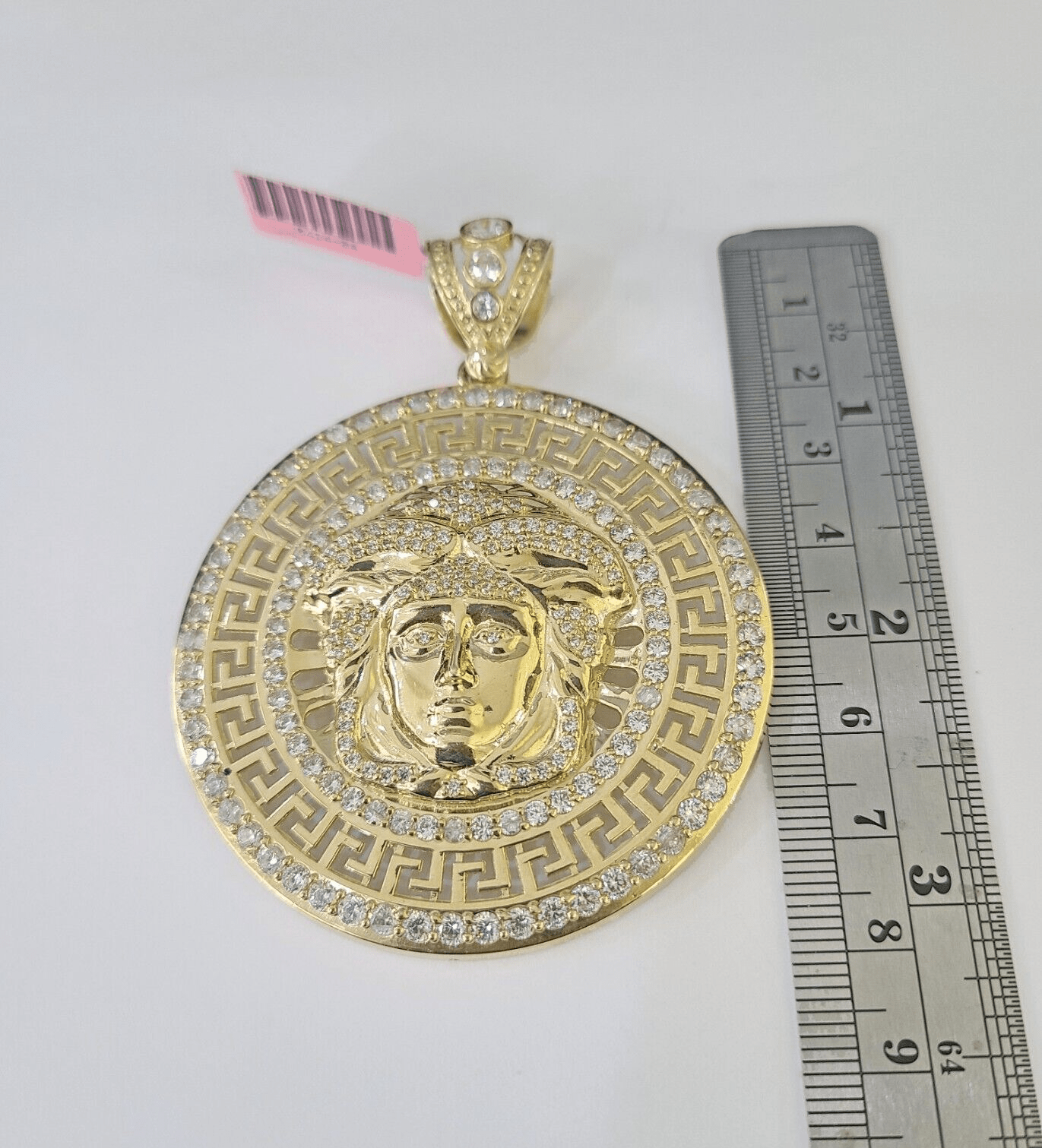 Real 10k Head Charm Pendant Yellow Gold 3" Inches Round Charm Circular 10kt - GoldenlinQ
