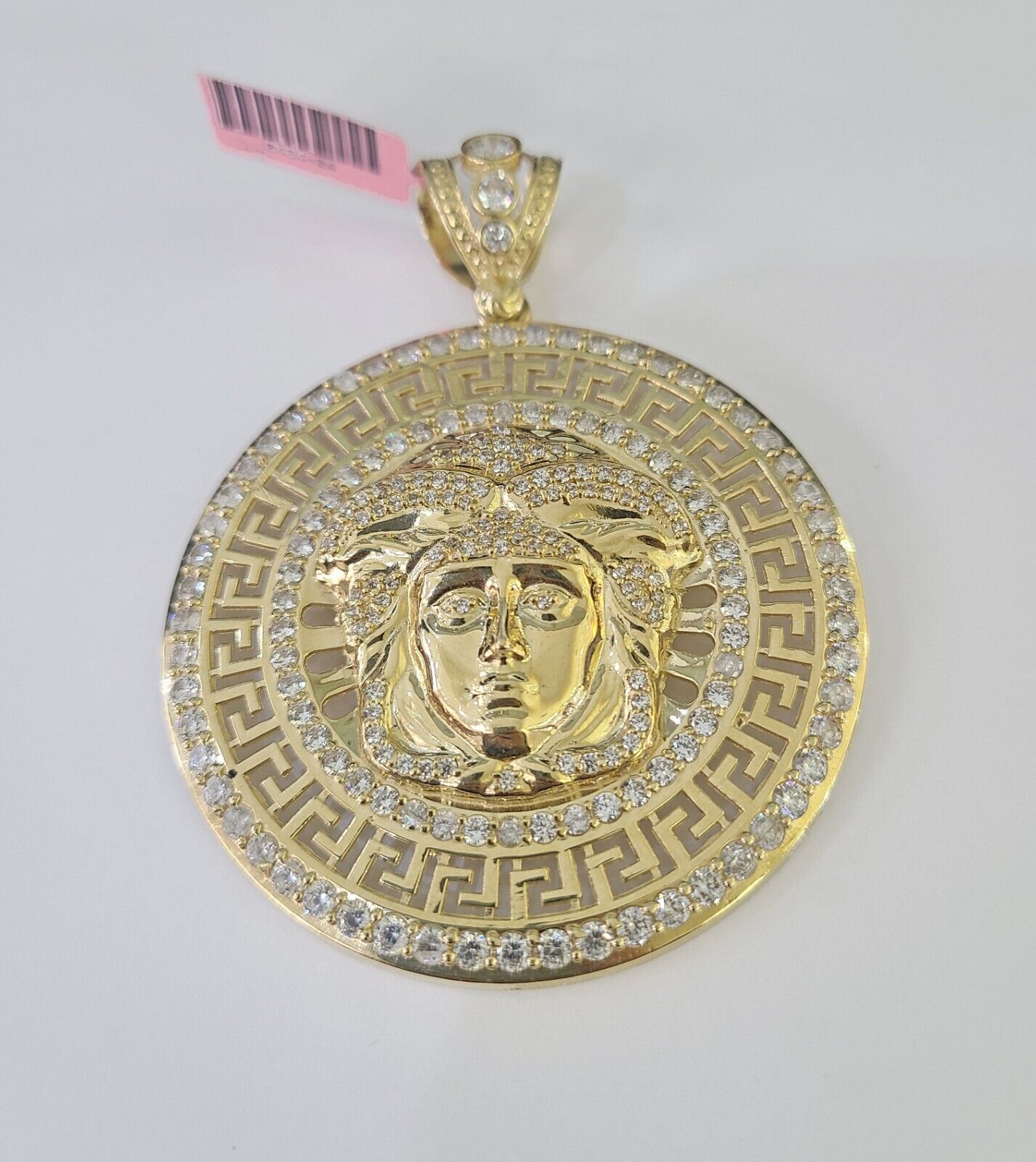 Real 10k Head Charm Pendant Yellow Gold 3" Inches Round Charm Circular 10kt - GoldenlinQ