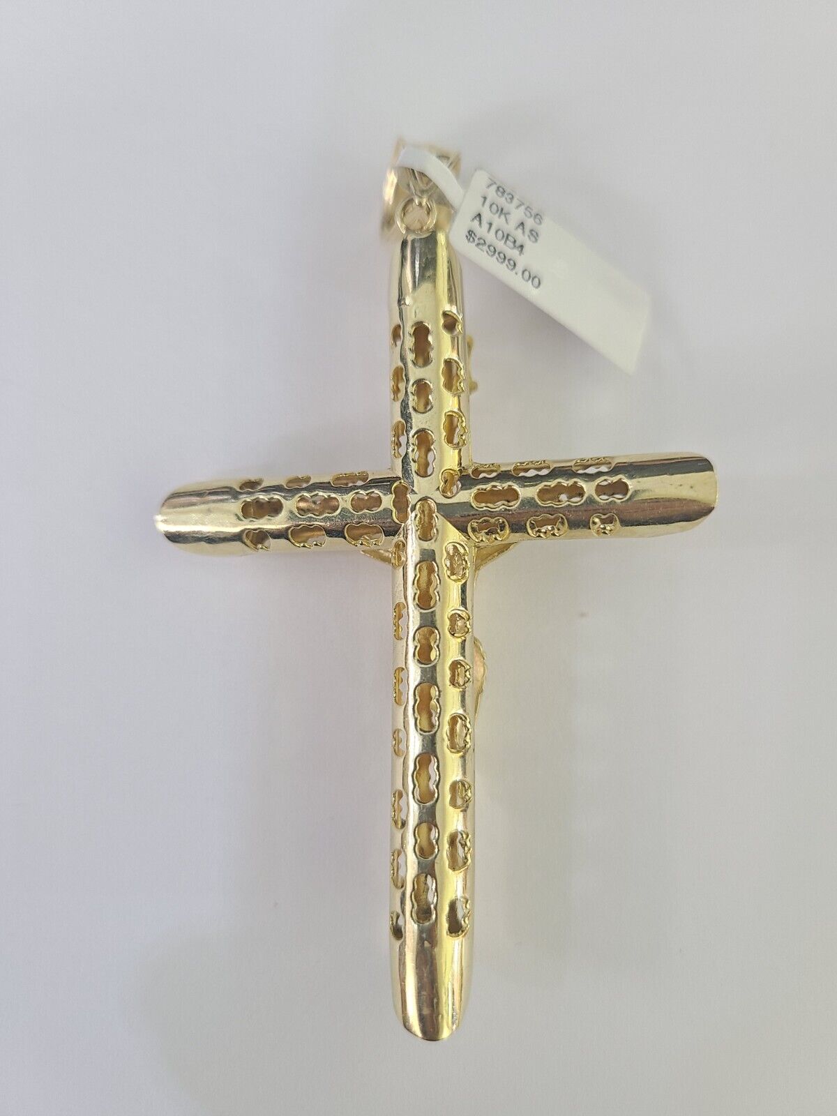 Real 10K INRI Jesus Crucifix Cross Pendant 3" Yellow Gold Charm Genuine - GoldenlinQ