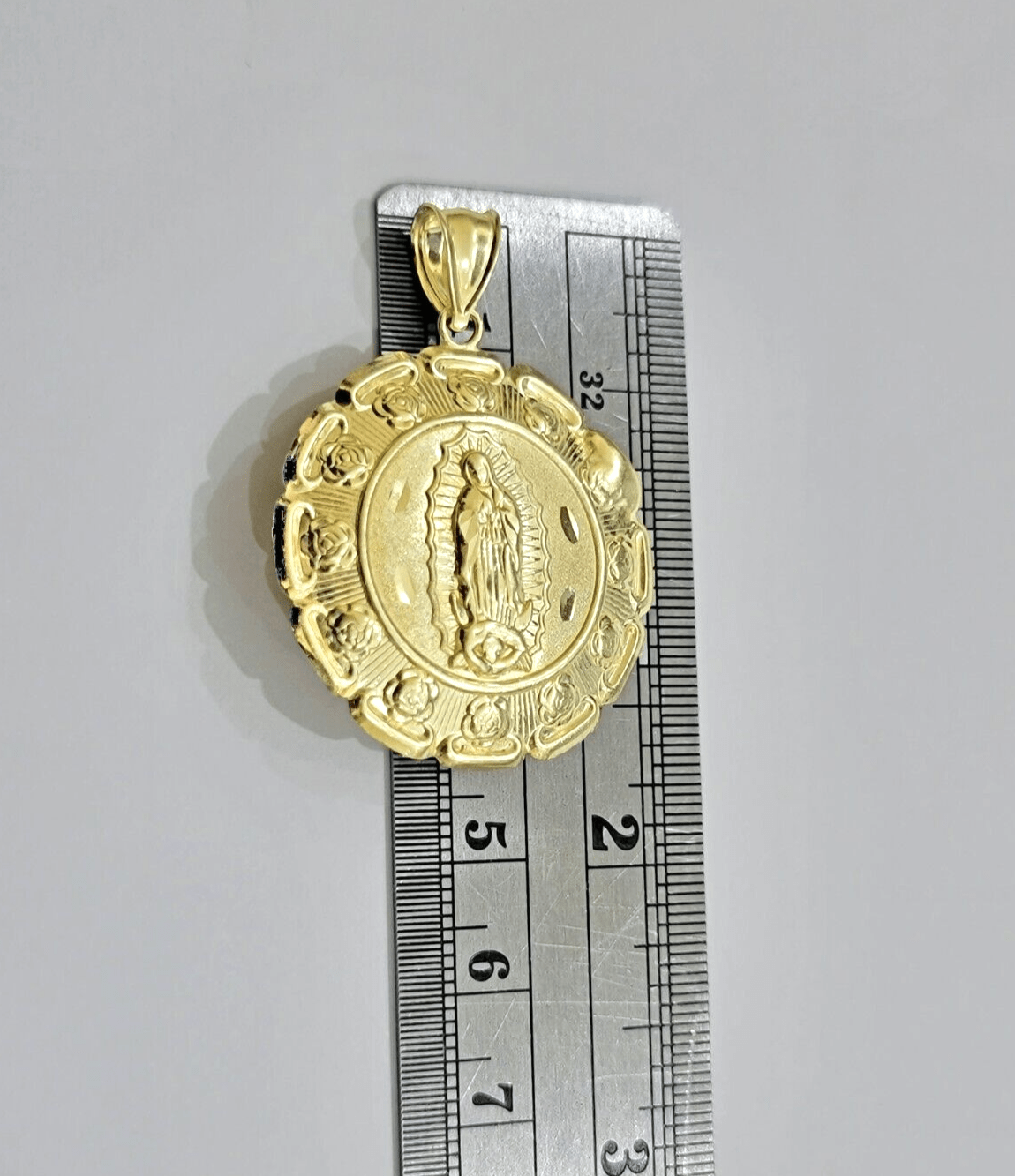 Real 10k Jesus Virgin Mary Charm Pendant Yellow Gold 1.8 Inch Chain Necklace New - GoldenlinQ