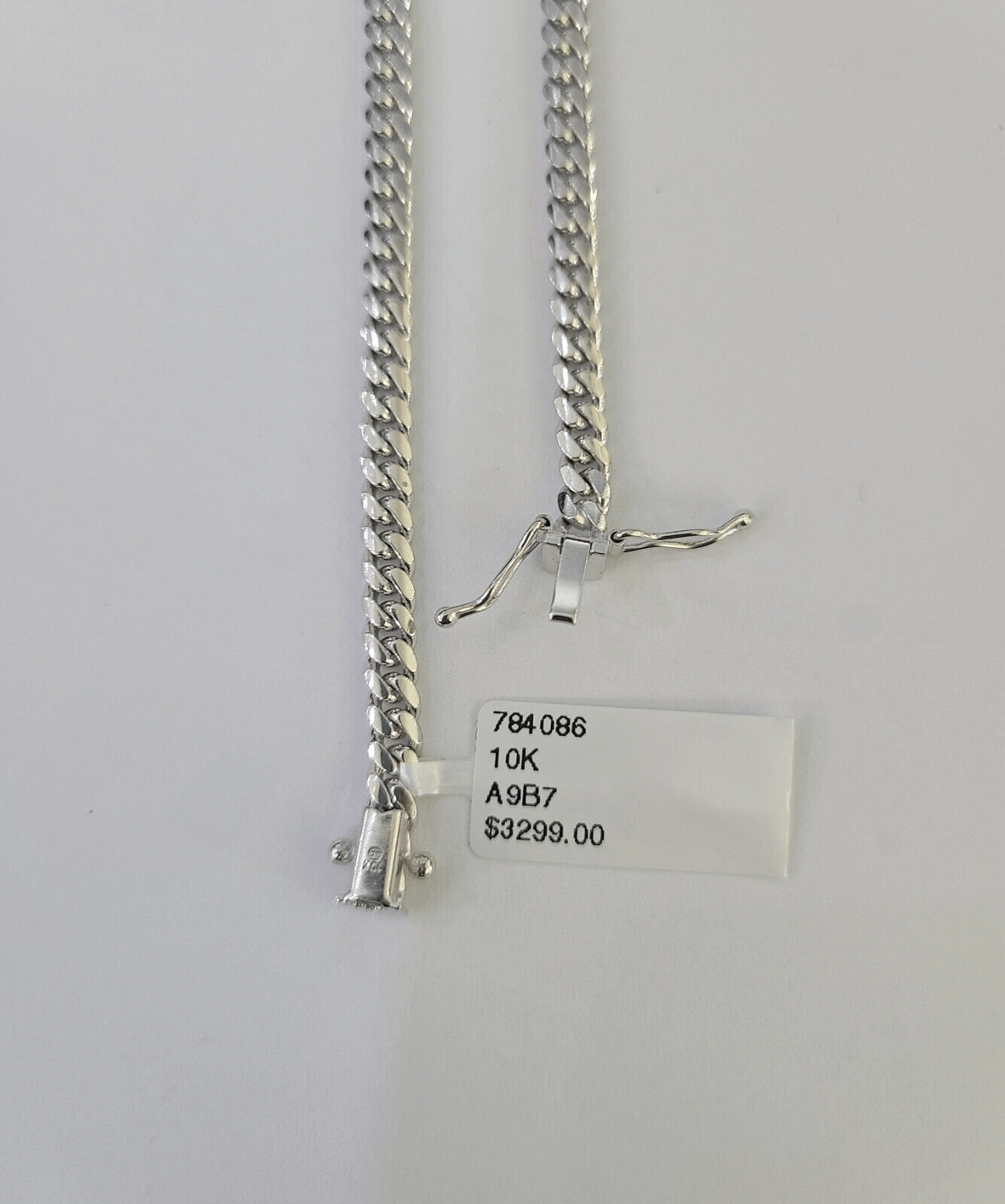 Real 10K Miami Cuban Bracelet White Gold Solid 4mm 8Inches Box Lock Genuine - GoldenlinQ