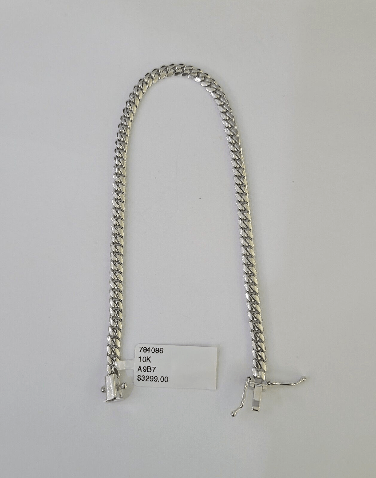 Real 10K Miami Cuban Bracelet White Gold Solid 4mm 8Inches Box Lock Genuine - GoldenlinQ