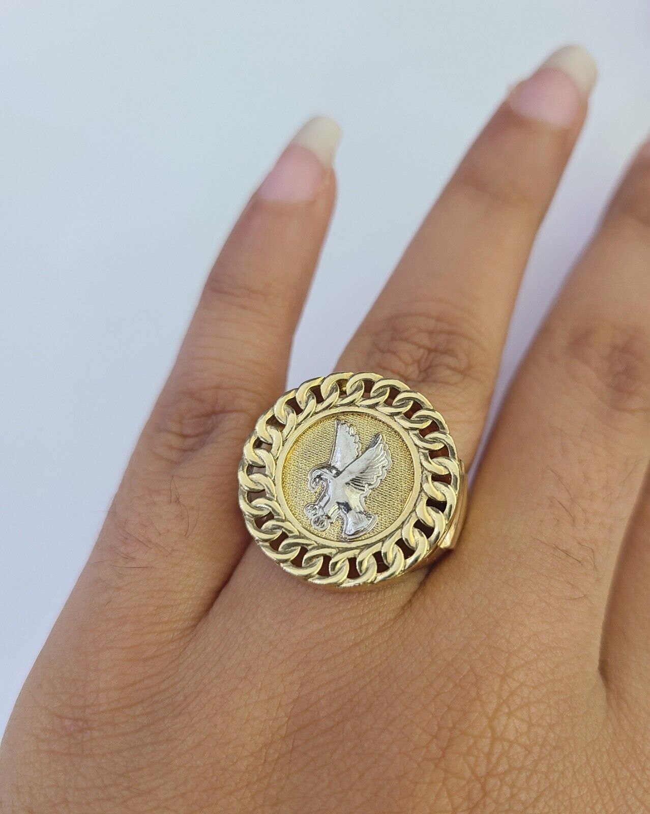 Real 10k Ring Eagle Fancy Design Yellow Gold Men Casual 10kt - GoldenlinQ