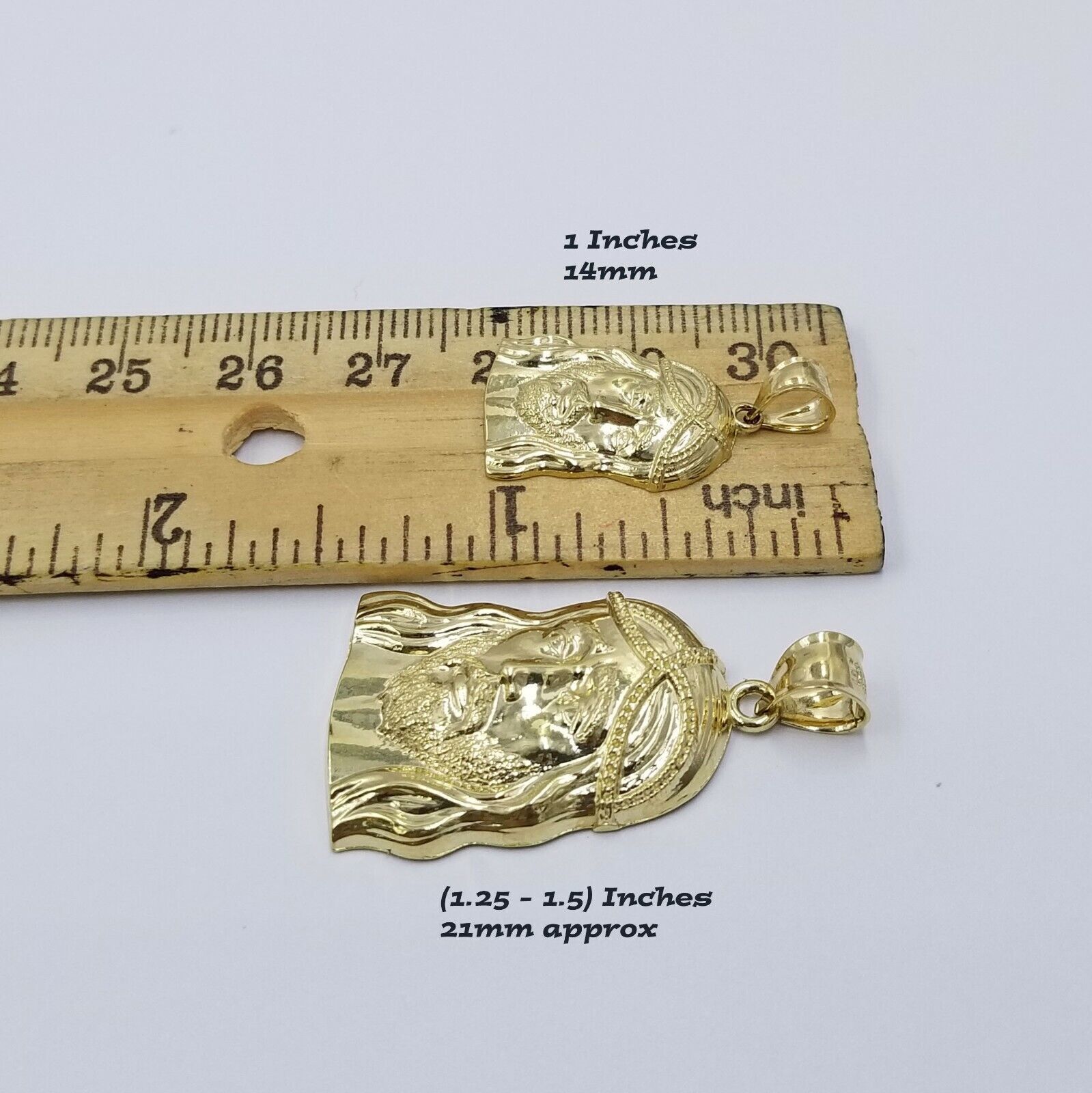 REAL 10k Rope Chain And Jesus head face Charm Pendant 3mm Necklace Set 16" - 28" - GoldenlinQ