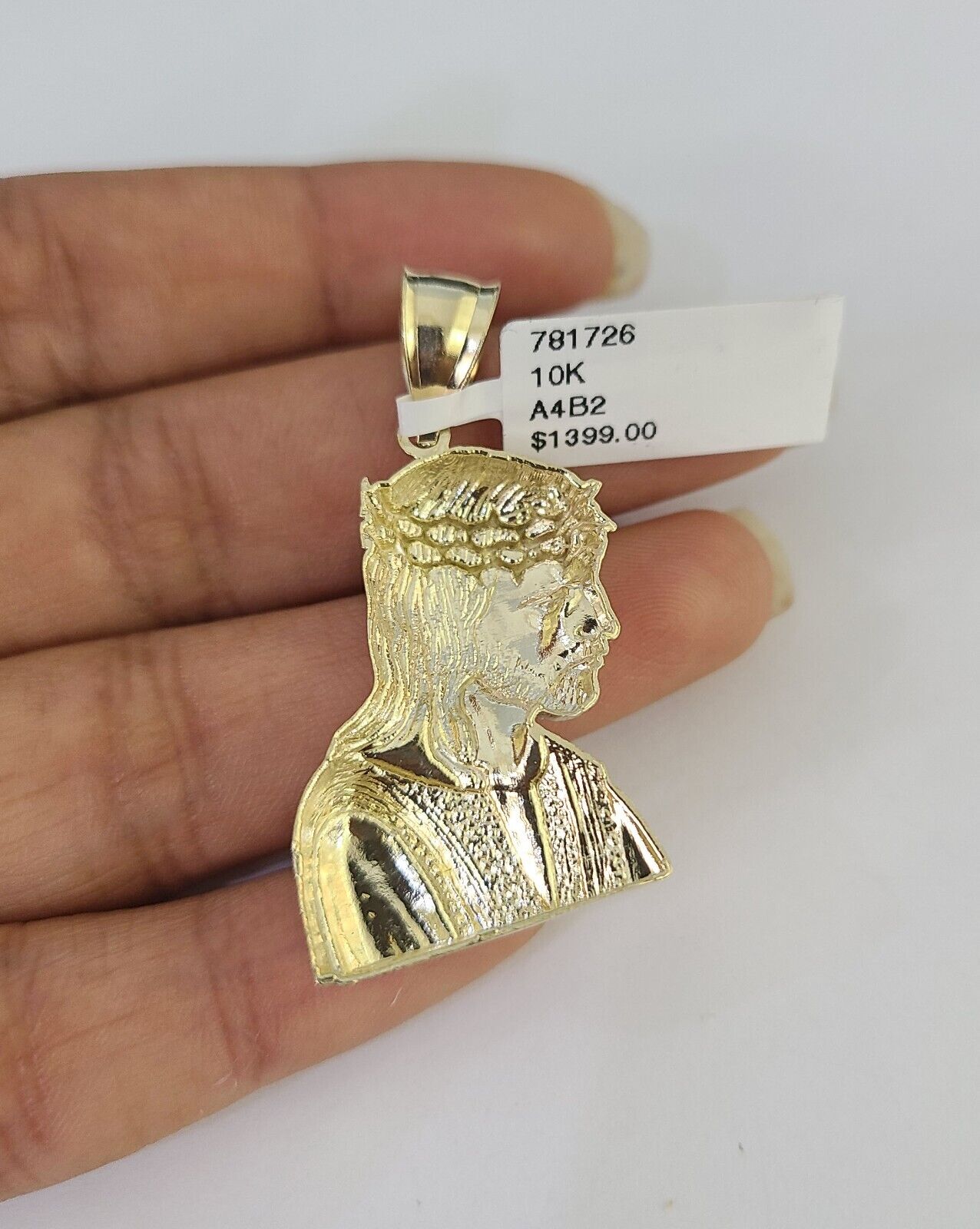 Real 10k Rope Chain Jesus Charm Necklace Pendant Set 5mm 20" - 30" Inch Gold - GoldenlinQ