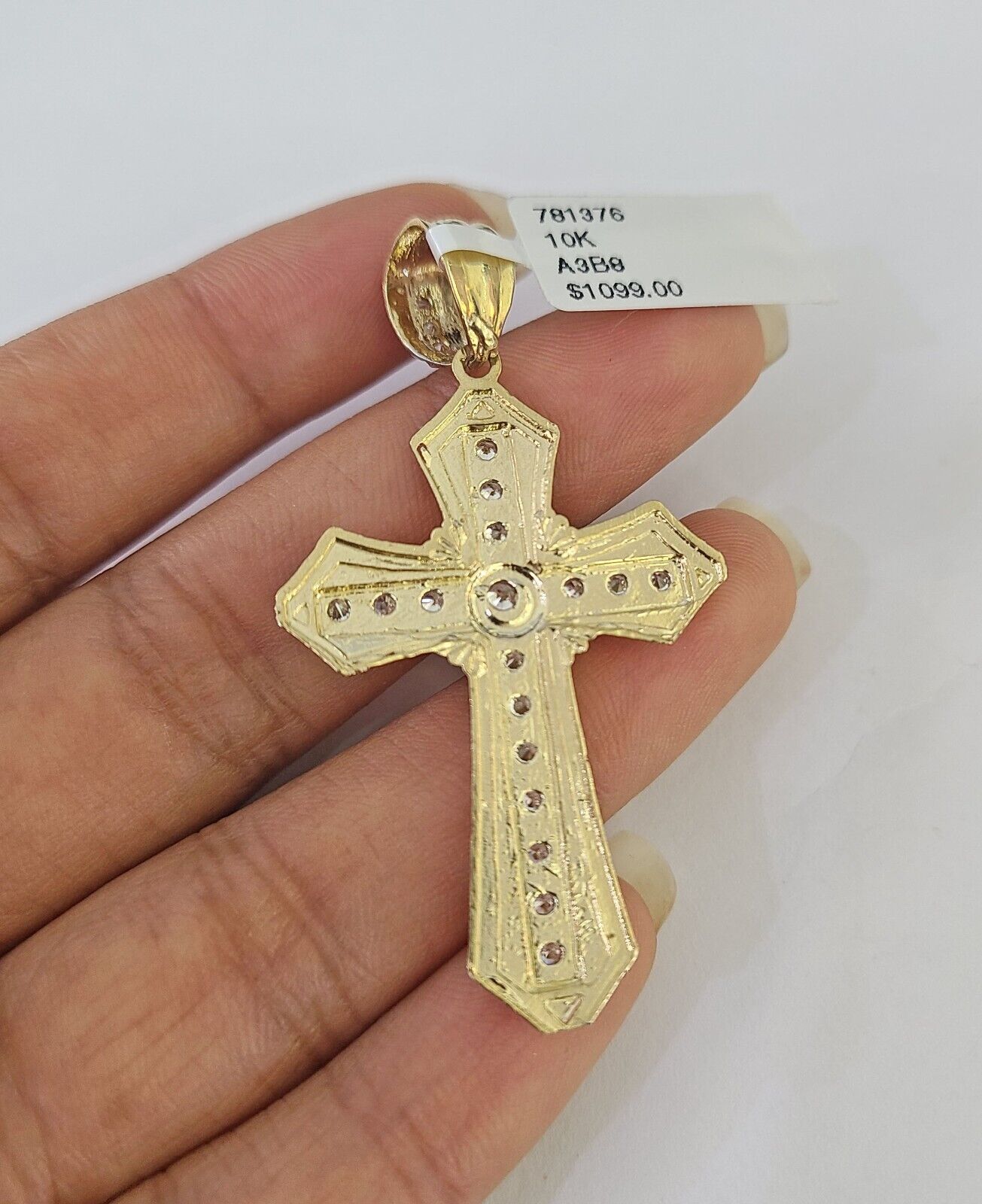 Real 10k Rope Chain Jesus Cross Charm Necklace Pendant Set 5mm 20" - 30" Inch Gold - GoldenlinQ