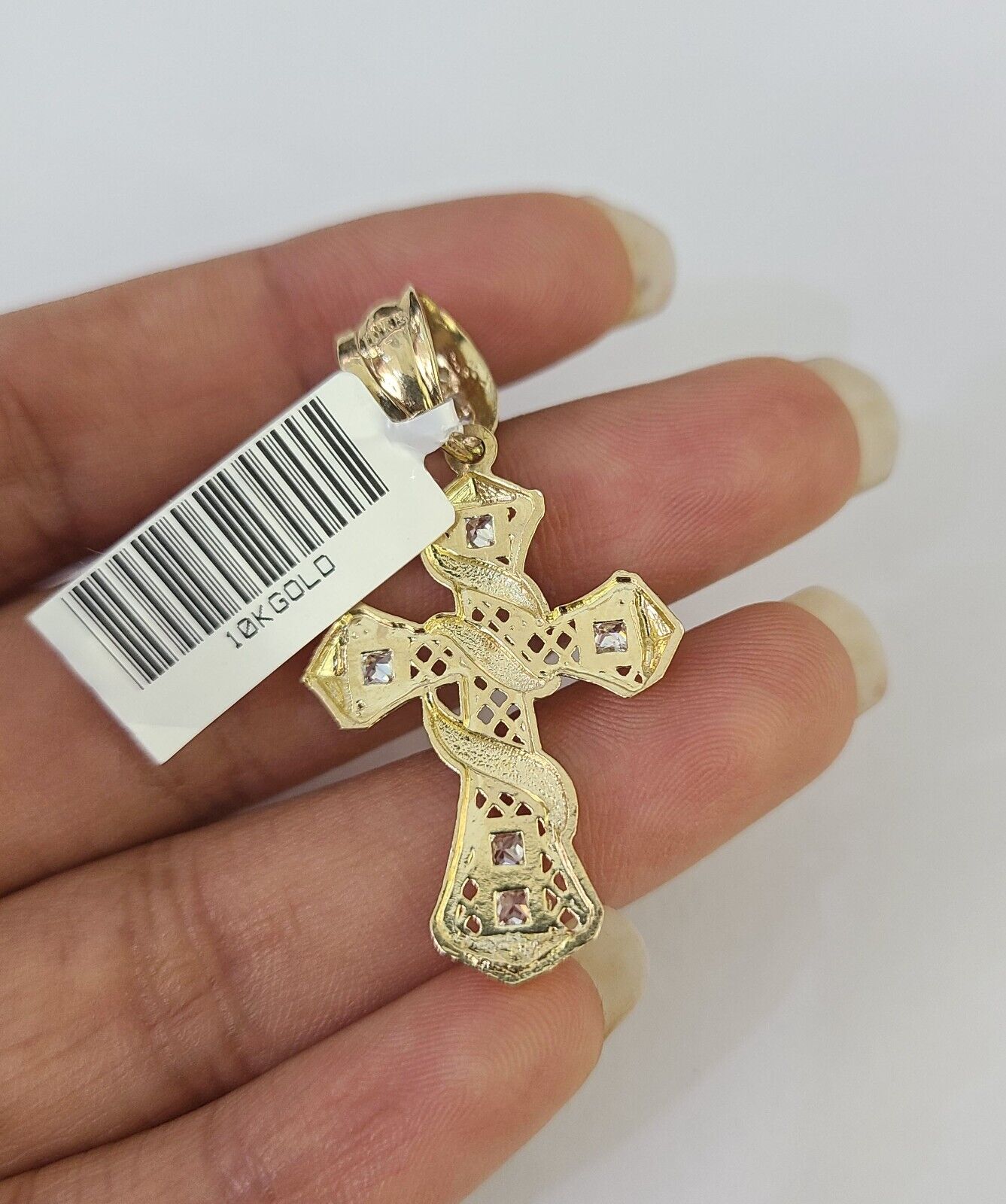 Real 10k Rope Chain Jesus Cross Charm Necklace Pendant Set 5mm 20" - 30" Inch Gold - GoldenlinQ