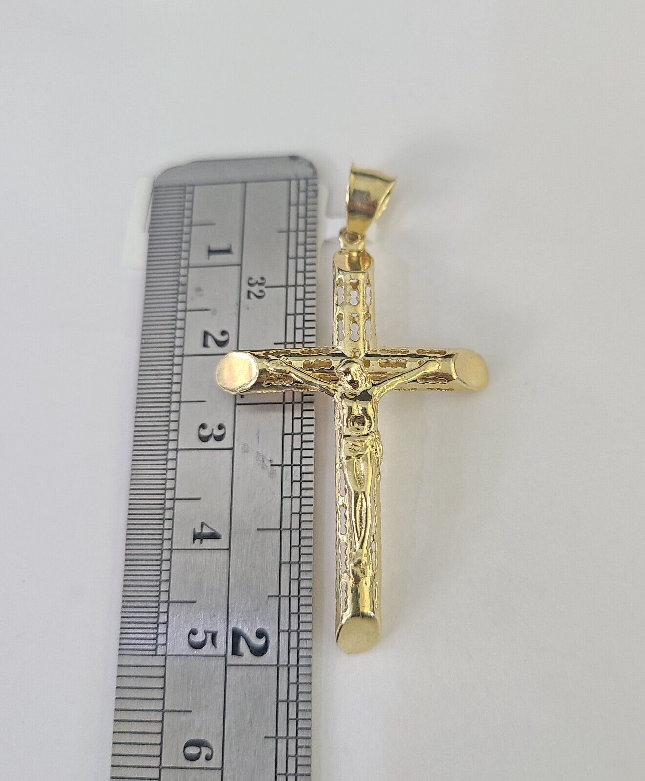 Real 10k Rope Chain Jesus Cross Charm Necklace Pendant Set 5mm 20" - 30" Inch Gold - GoldenlinQ