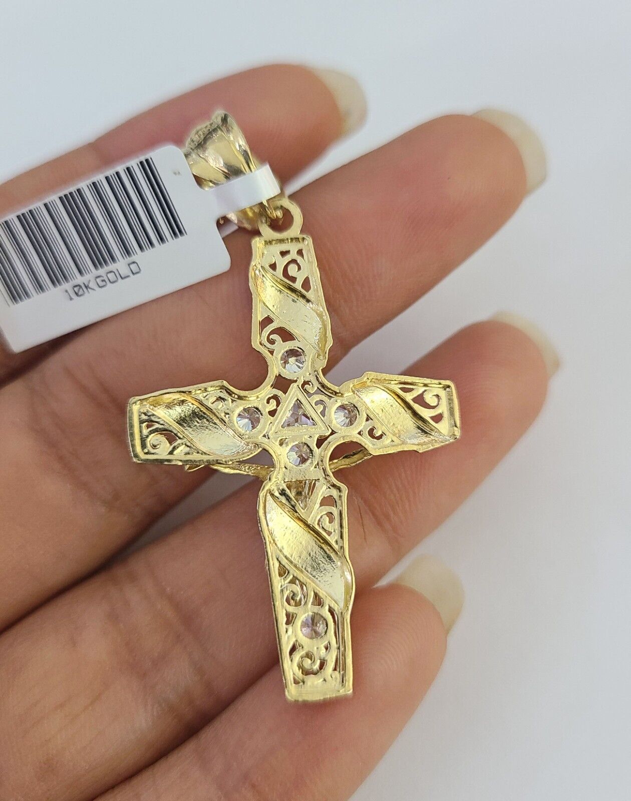 Real 10k Rope Chain Jesus Cross Charm Necklace Pendant Set 5mm 20" - 30" Inch Gold - GoldenlinQ