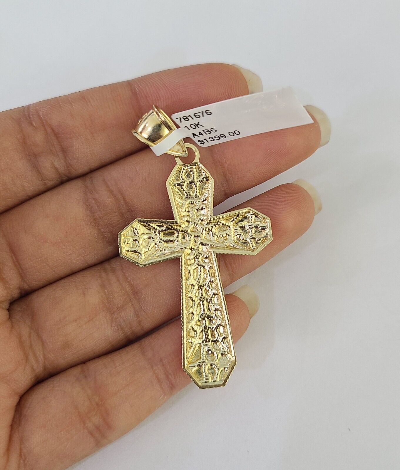 Real 10k Rope Chain Jesus Cross Charm Necklace Pendant Set 5mm 20" - 30" Inch Gold - GoldenlinQ