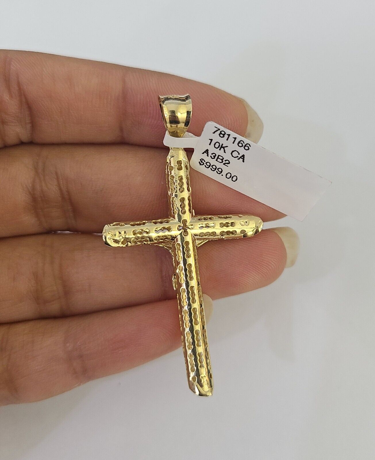 Real 10k Rope Chain Jesus Cross Charm Necklace Pendant Set 5mm 20" - 30" Inch Gold - GoldenlinQ