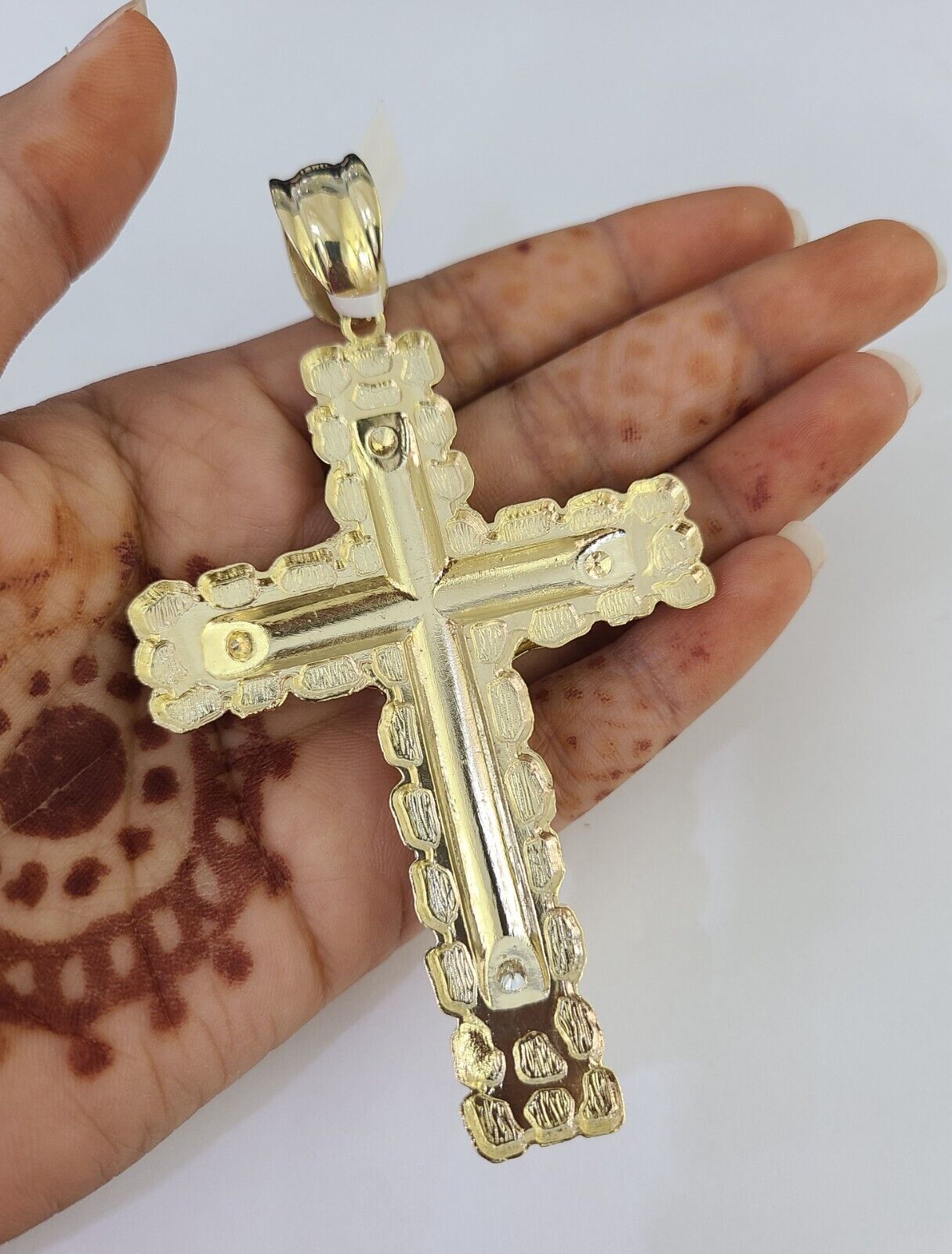 Real 10k Rope Chain Jesus Cross Charm Set 12mm 20" - 30" Inch Necklace Yellow Gold - GoldenlinQ