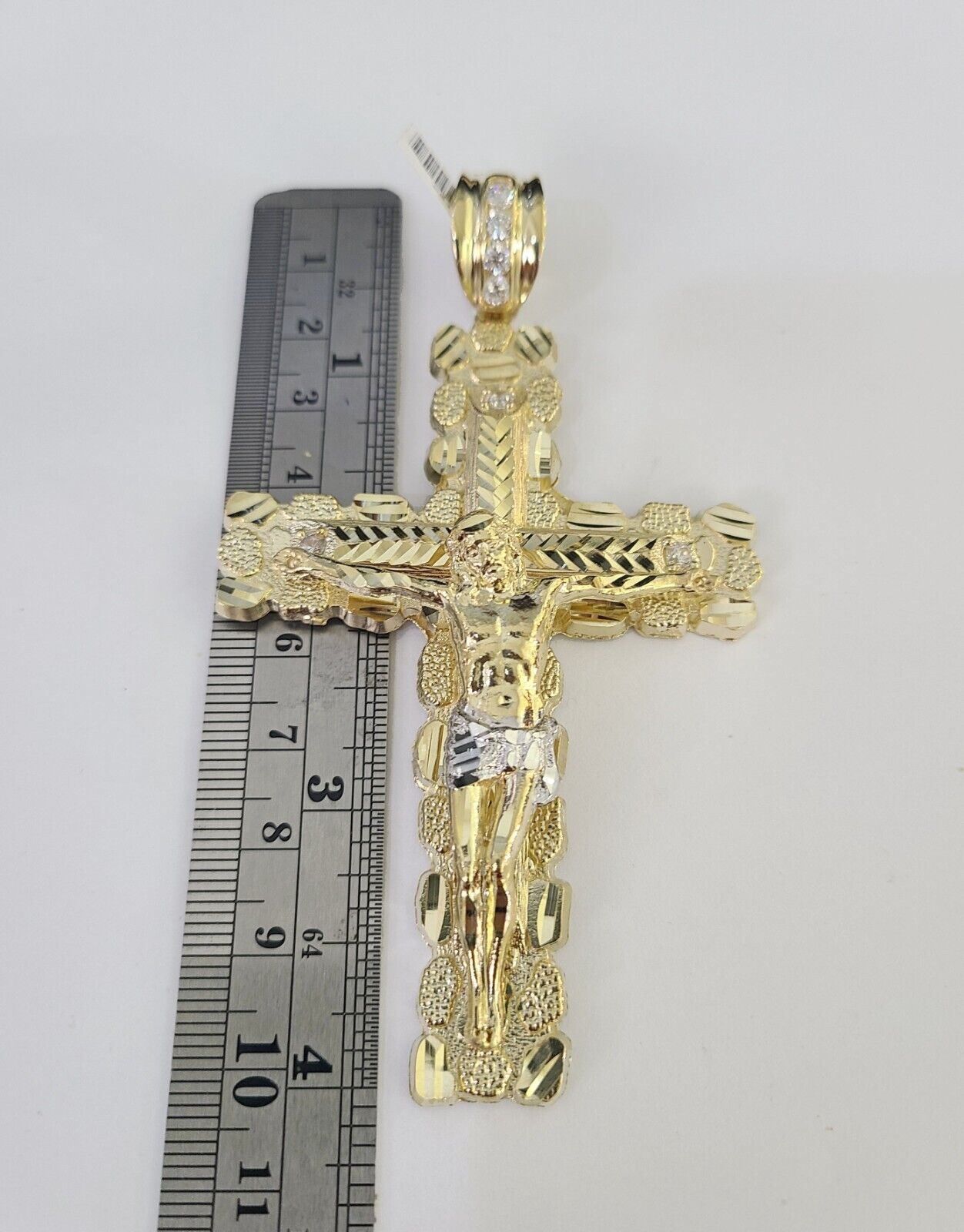 Real 10k Rope Chain Jesus Cross Charm Set 12mm 20" - 30" Inch Necklace Yellow Gold - GoldenlinQ