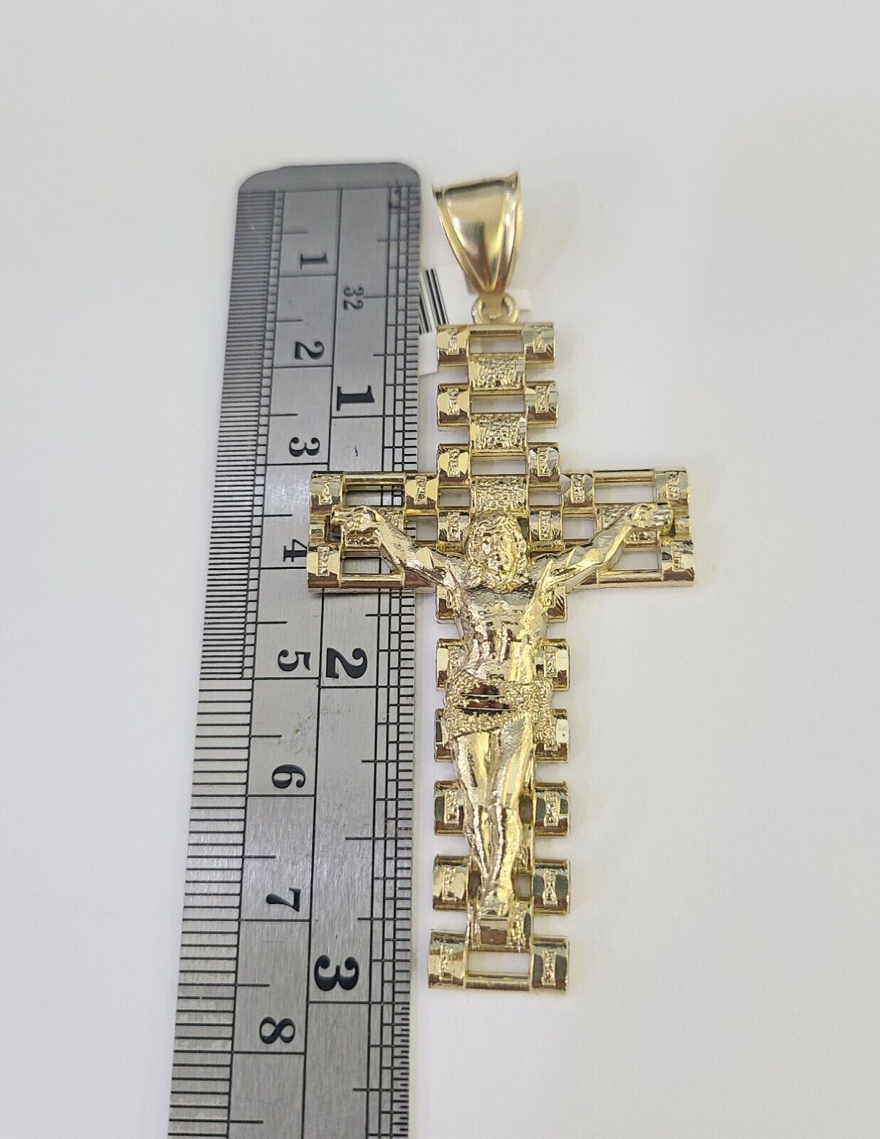 Real 10k Rope Chain Jesus Cross Charm Set 7mm 20" - 28" Inch Necklace Yellow Gold - GoldenlinQ