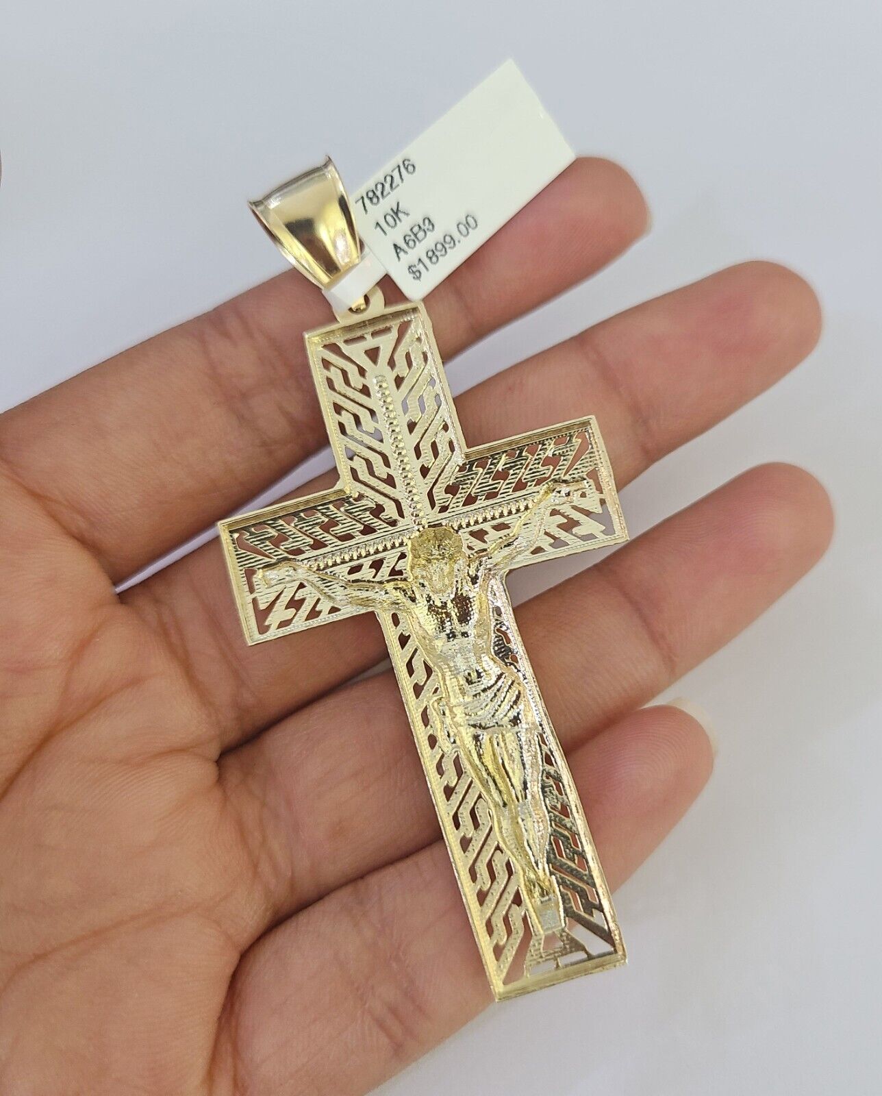 Real 10k Rope Chain Jesus Cross Charm Set 7mm 20" - 28" Inch Necklace Yellow Gold - GoldenlinQ