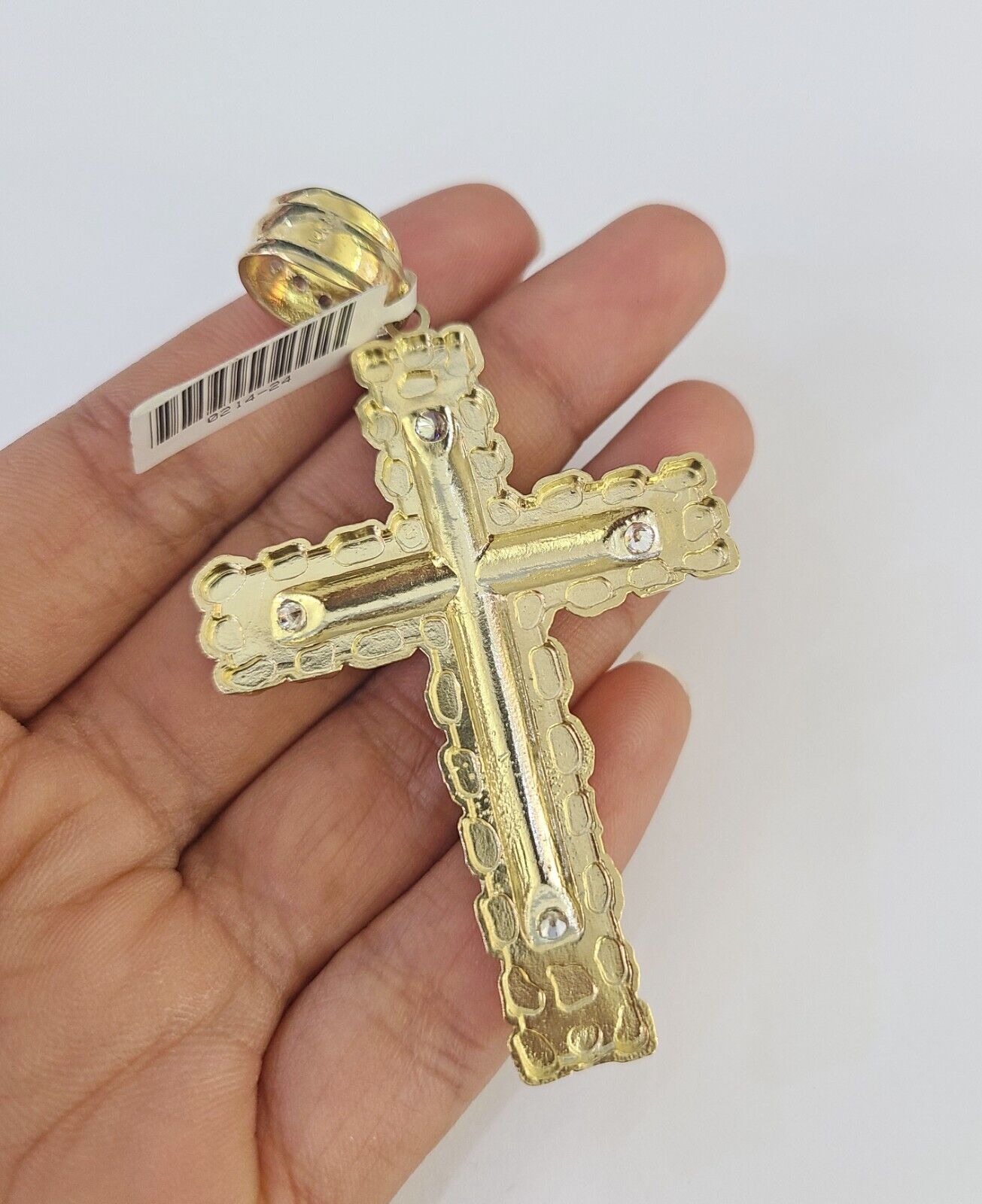 Real 10k Rope Chain Jesus Cross Charm Set 7mm 20" - 28" Inch Necklace Yellow Gold - GoldenlinQ