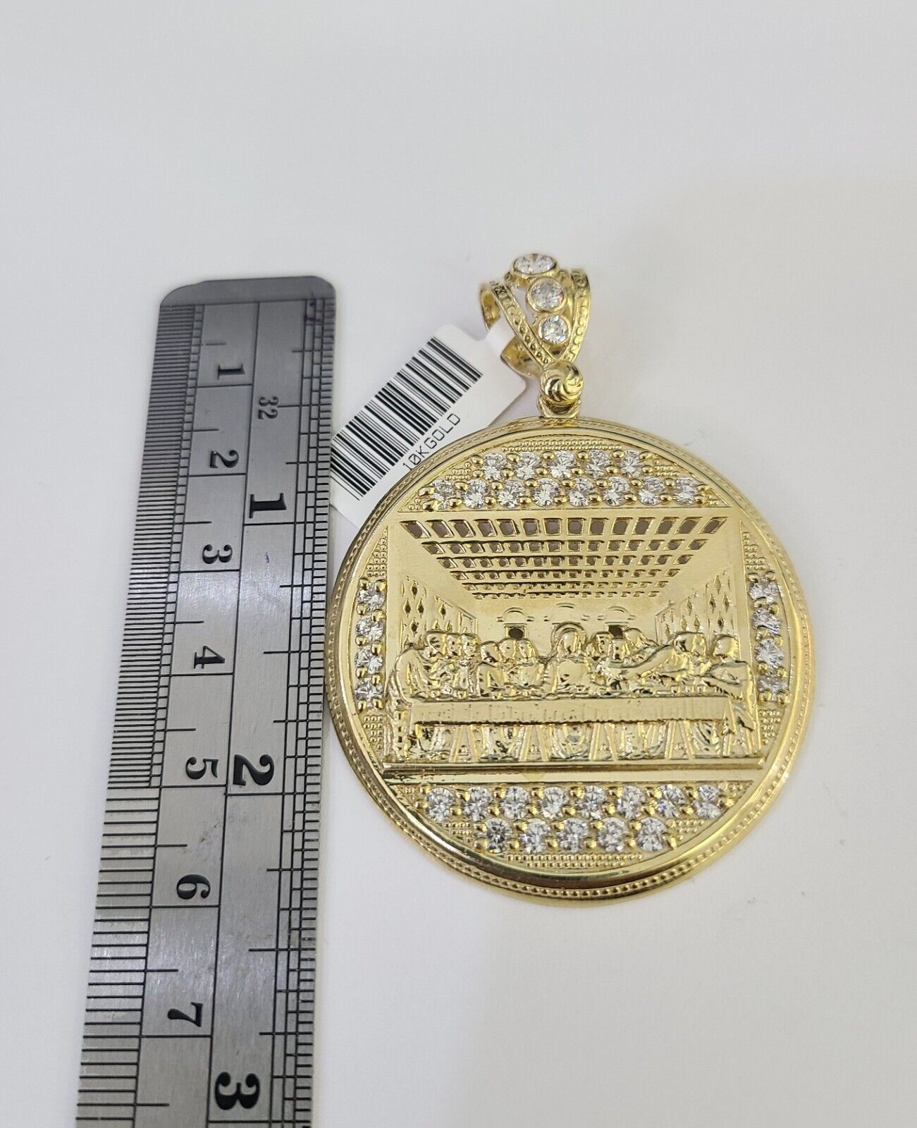 Real 10k Rope Chain Last Supper Charm Set 7mm 20" - 28" Inch Necklace Yellow Gold - GoldenlinQ